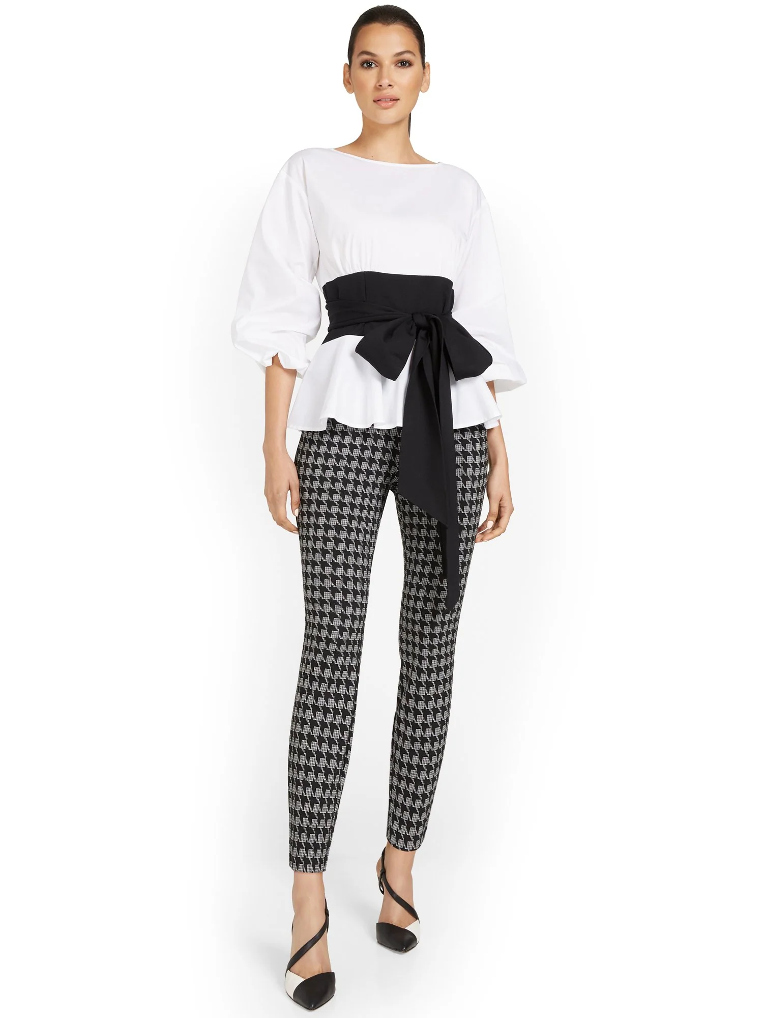Pull-On Super High-Waisted Houndstooth Ankle Ponte Pant - Superflex - Image 4