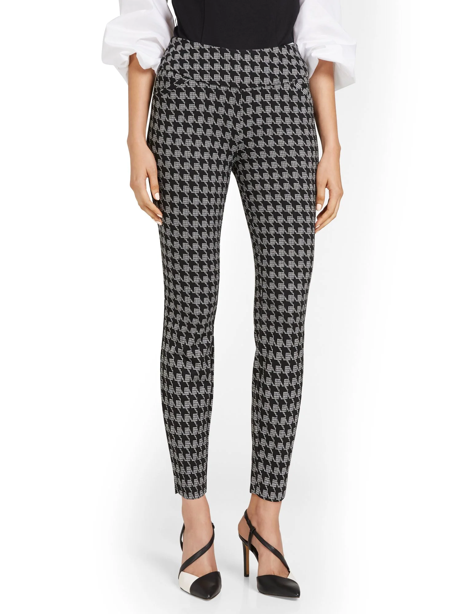 Pull-On Super High-Waisted Houndstooth Ankle Ponte Pant - Superflex - Image 5