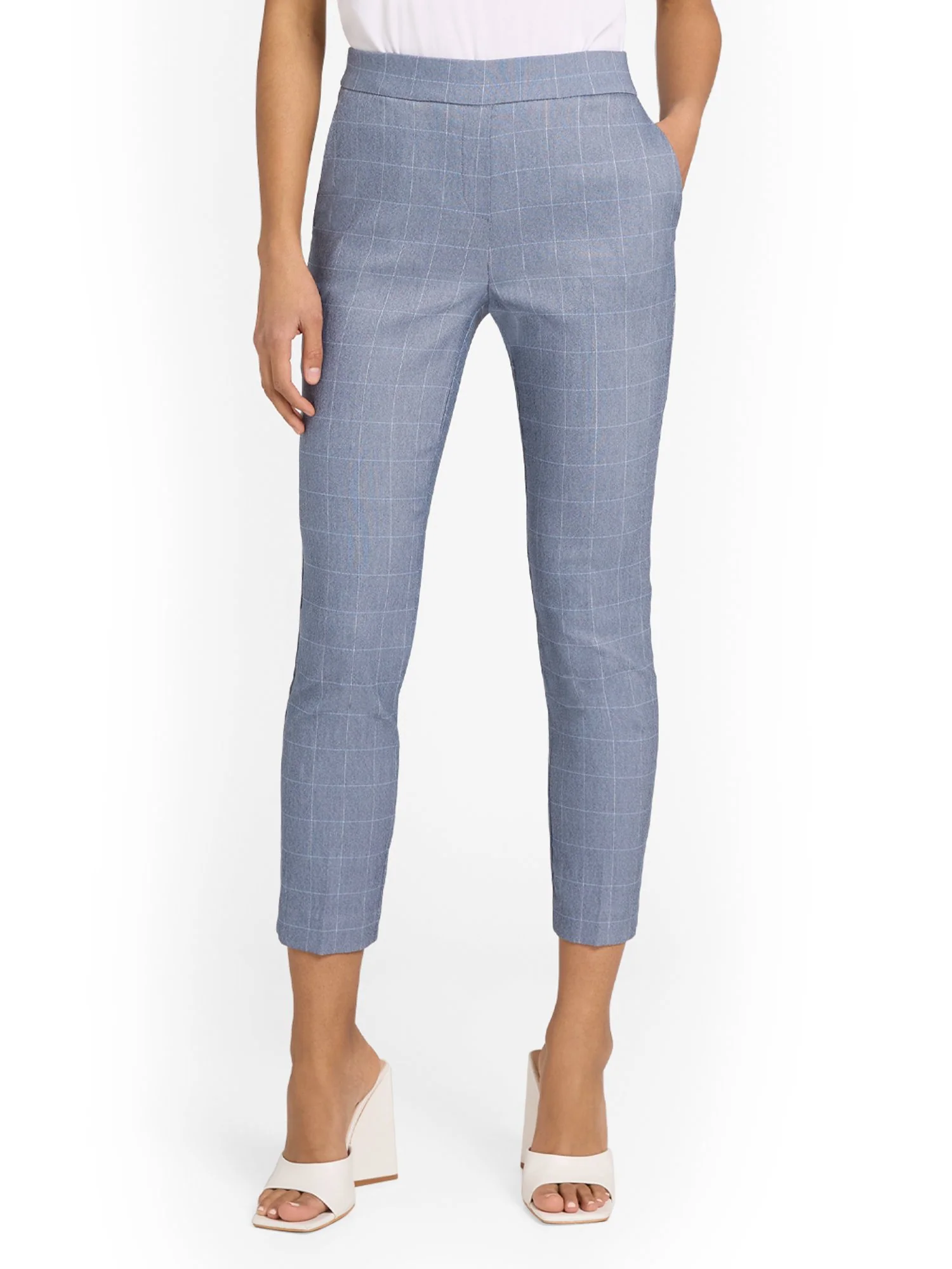 Chapter One Pull-On Windowpane-Print Capri Pant - Brands We Love - Image 2