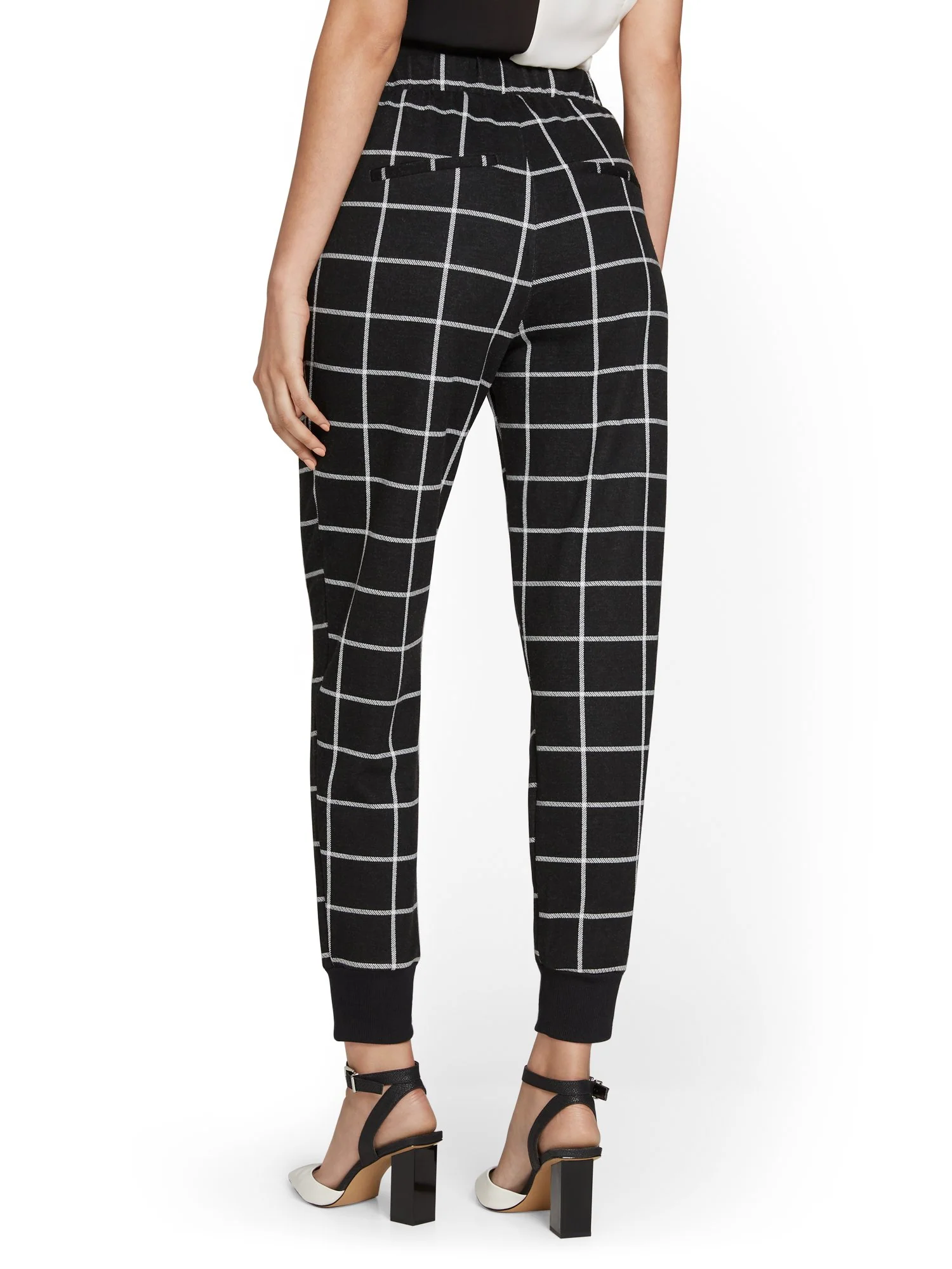 Pull-On Windowpane-Print Ponte Jogger Pant - Superflex - Image 3