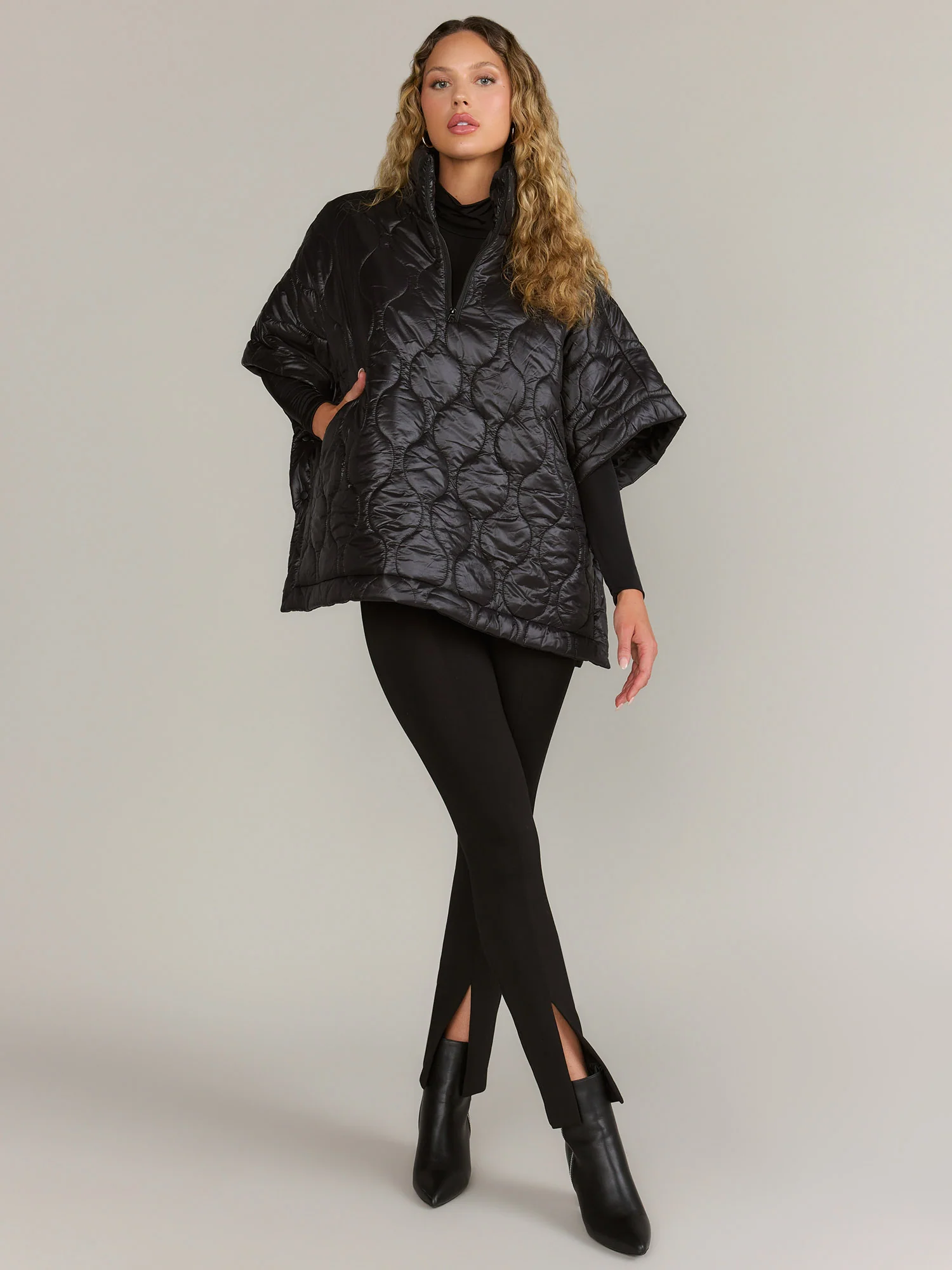 Quilted Poncho Puffer Jacket - Image 2