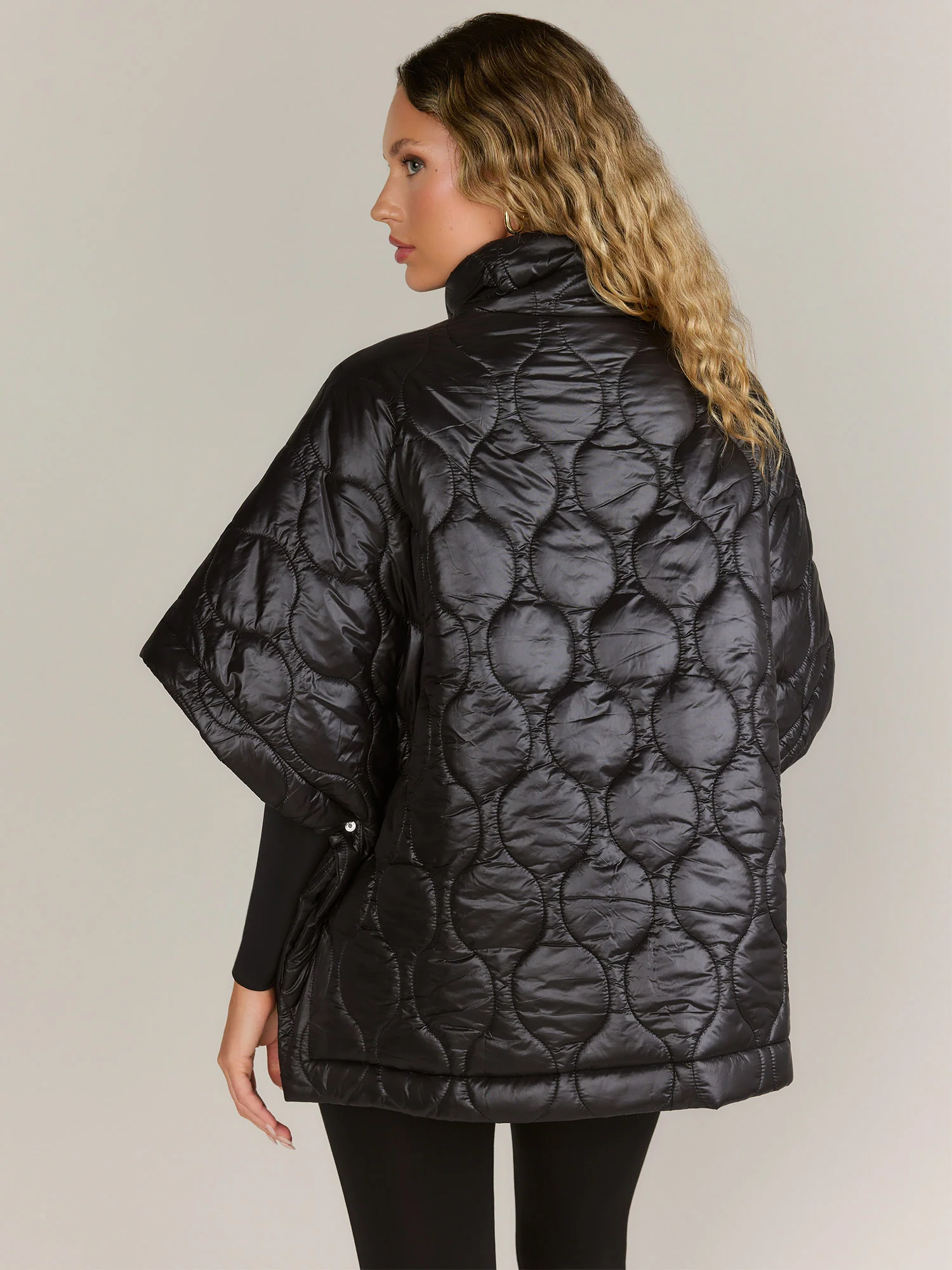 Quilted Poncho Puffer Jacket - Image 3