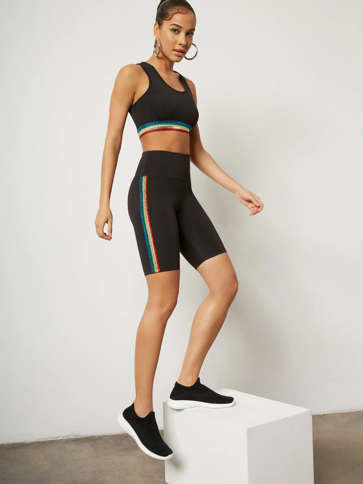 Rainbow-Stripe Pocket Bike Short