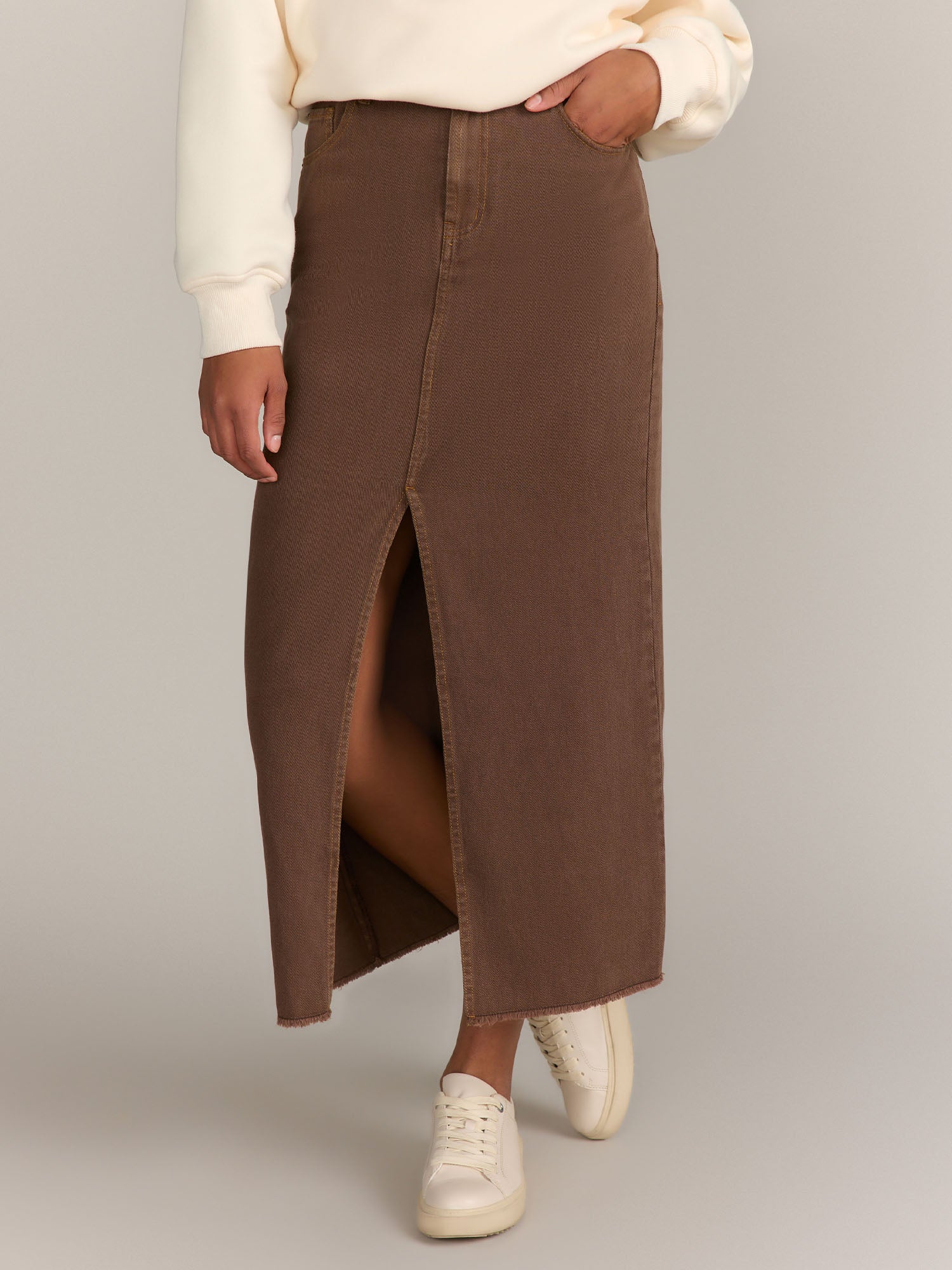 Mustard Seed Raw Hem Front Slit Denim Skirt - Brands We Love