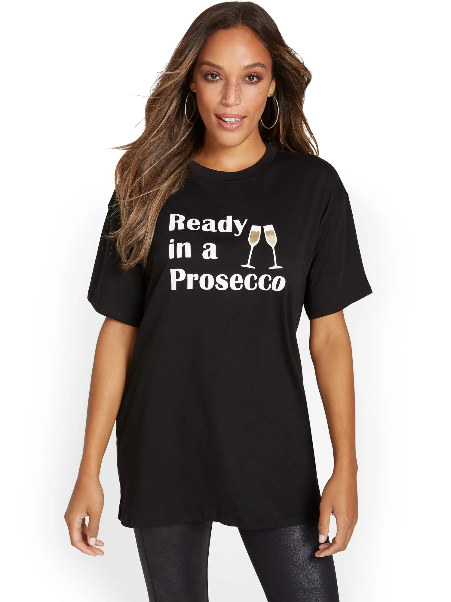Ready In A Prosecco Oversized Graphic Tee - Image 2