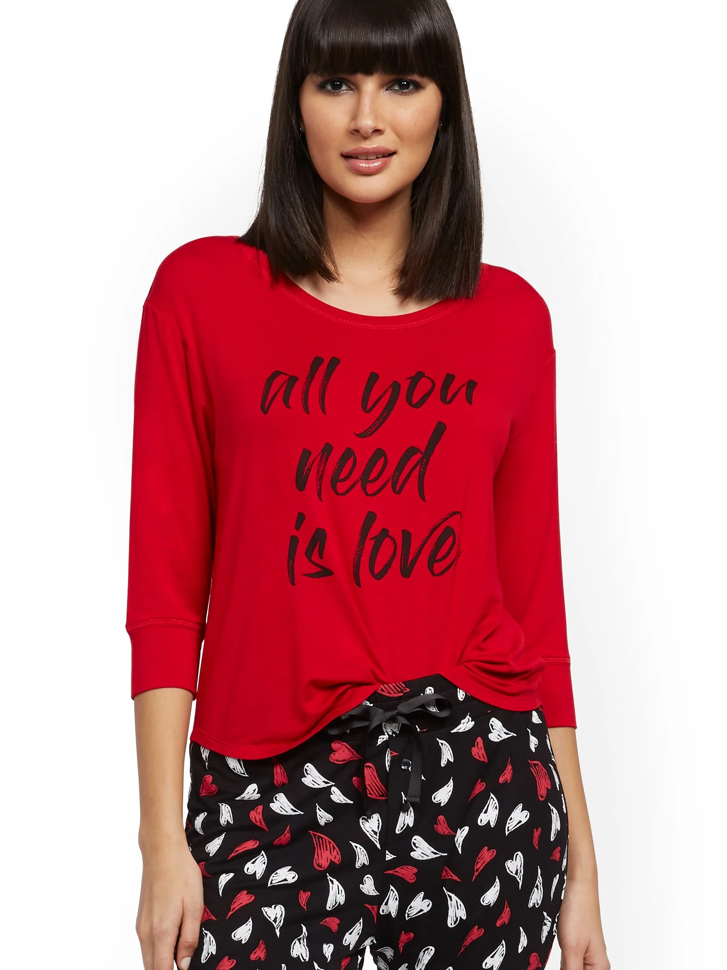 Red 'All You Need Is Love' Pajama Top - Image 2