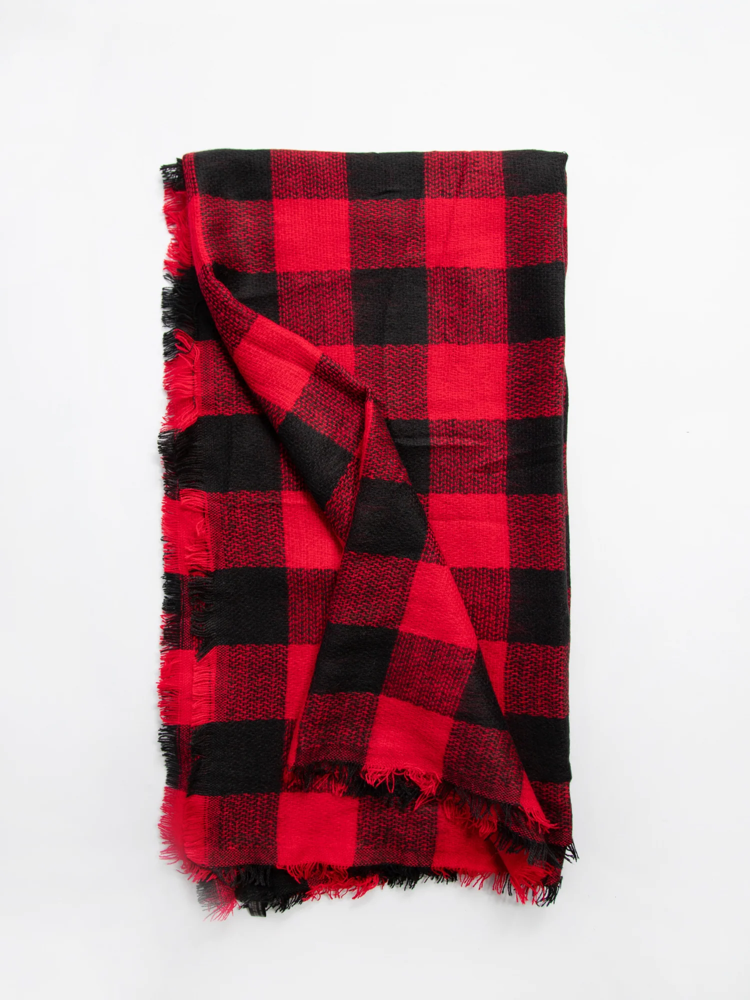 Red & Black Plaid Fringe Scarf - Justin Taylor - Image 2
