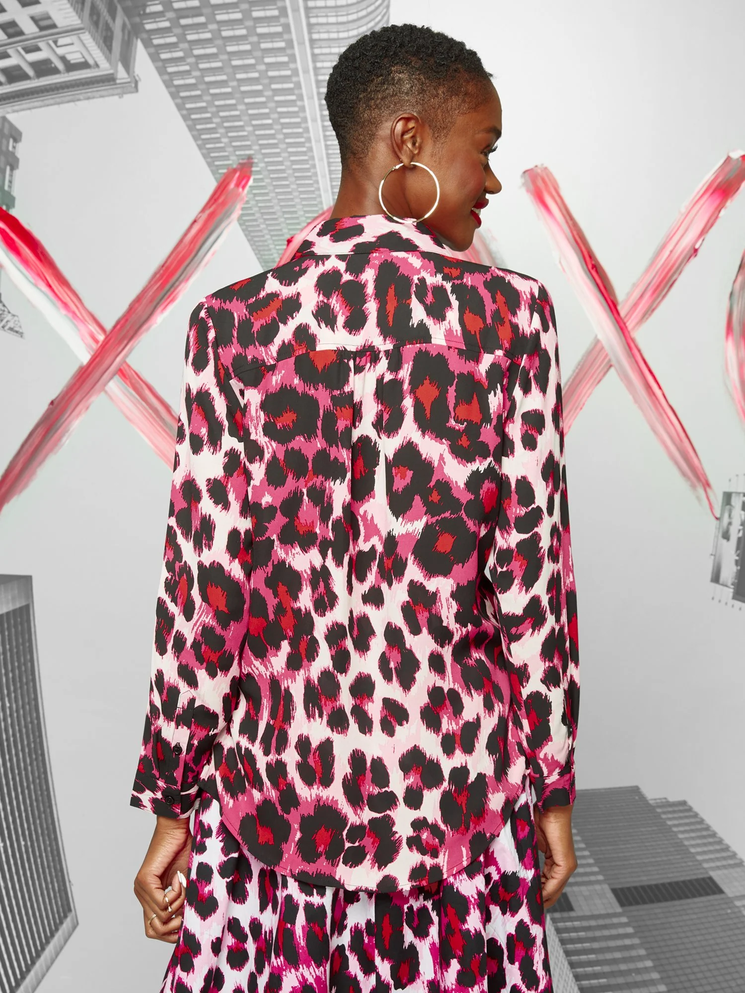 Relaxed-Fit Button-Down Top - Leopard-Print - Image 3