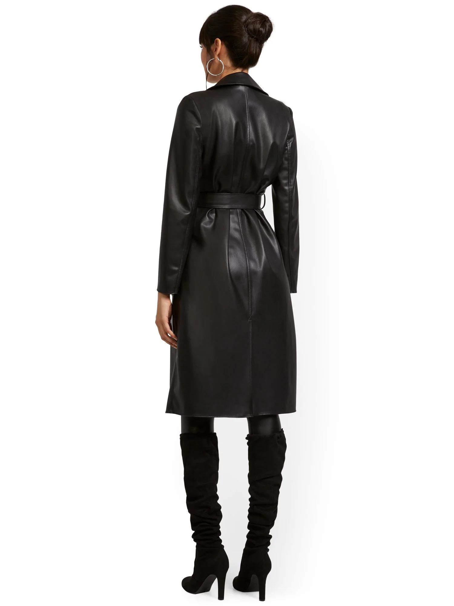 Responsibly-Treated Faux-Leather Flyaway Trenchcoat - Image 2
