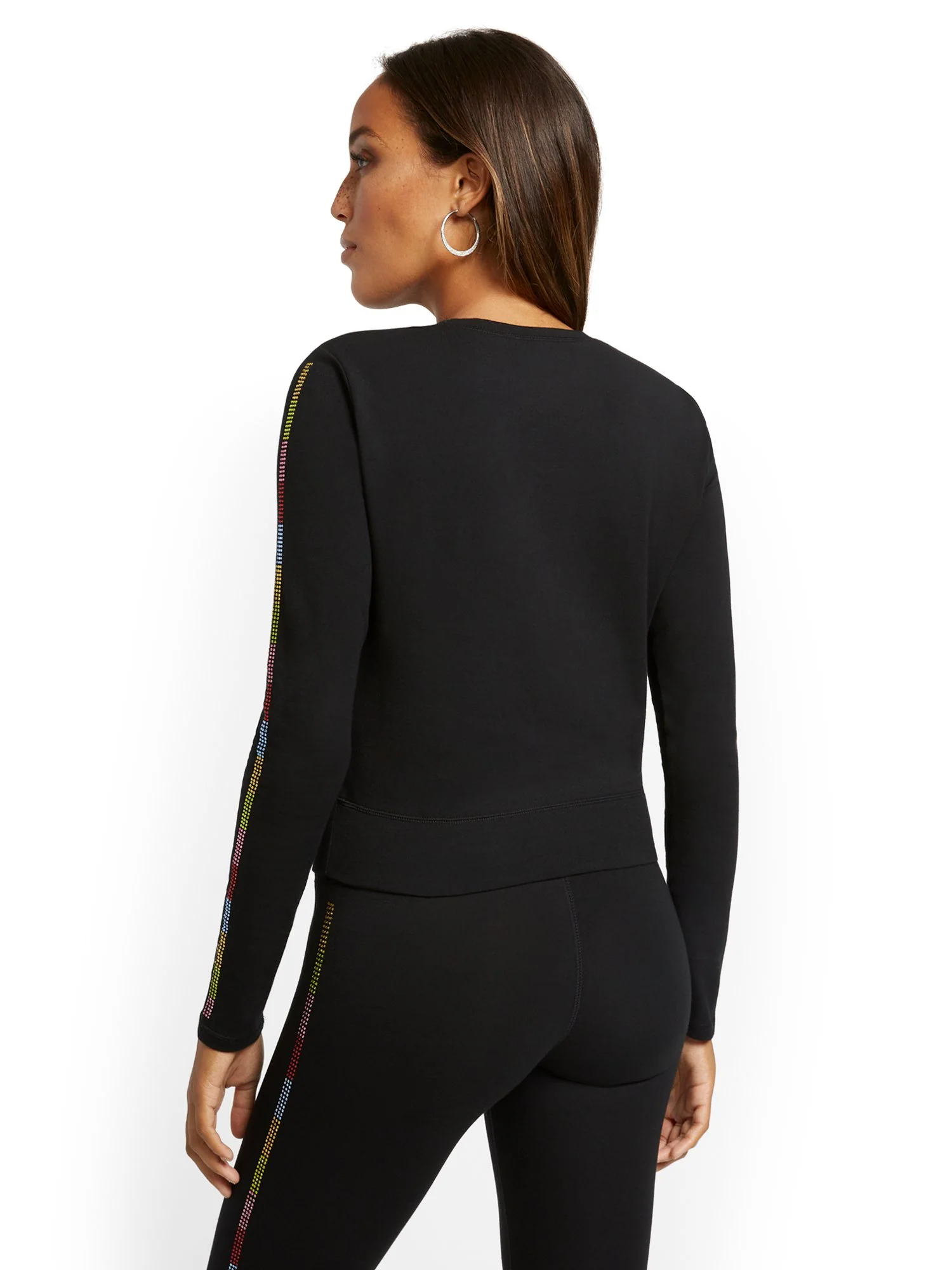 Rhinestone Long-Sleeve Athleisure Yoga Top - Image 3