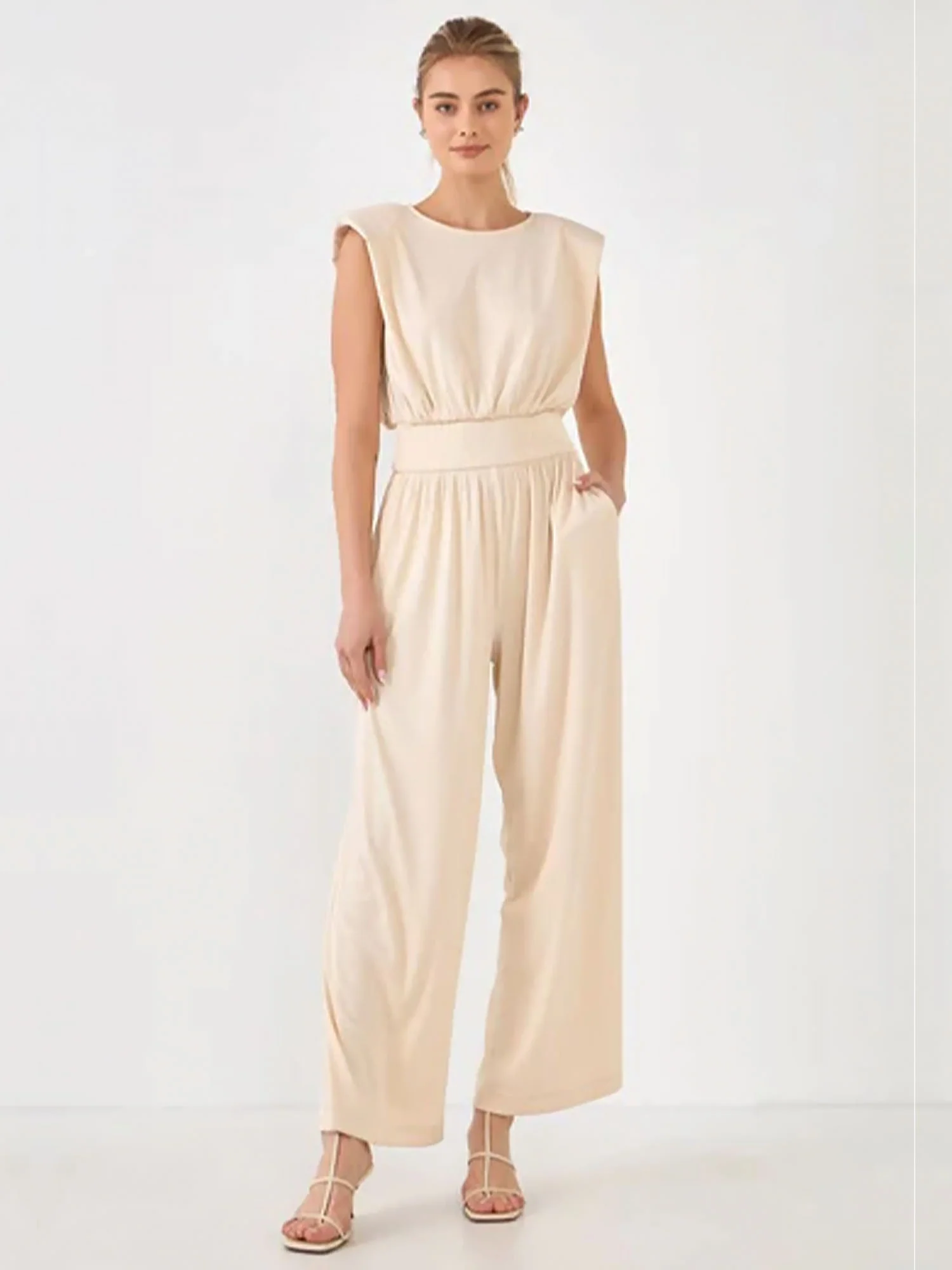 Endless Rose Rib-Knit Shoulder-Pad Jumpsuit - Brands We Love