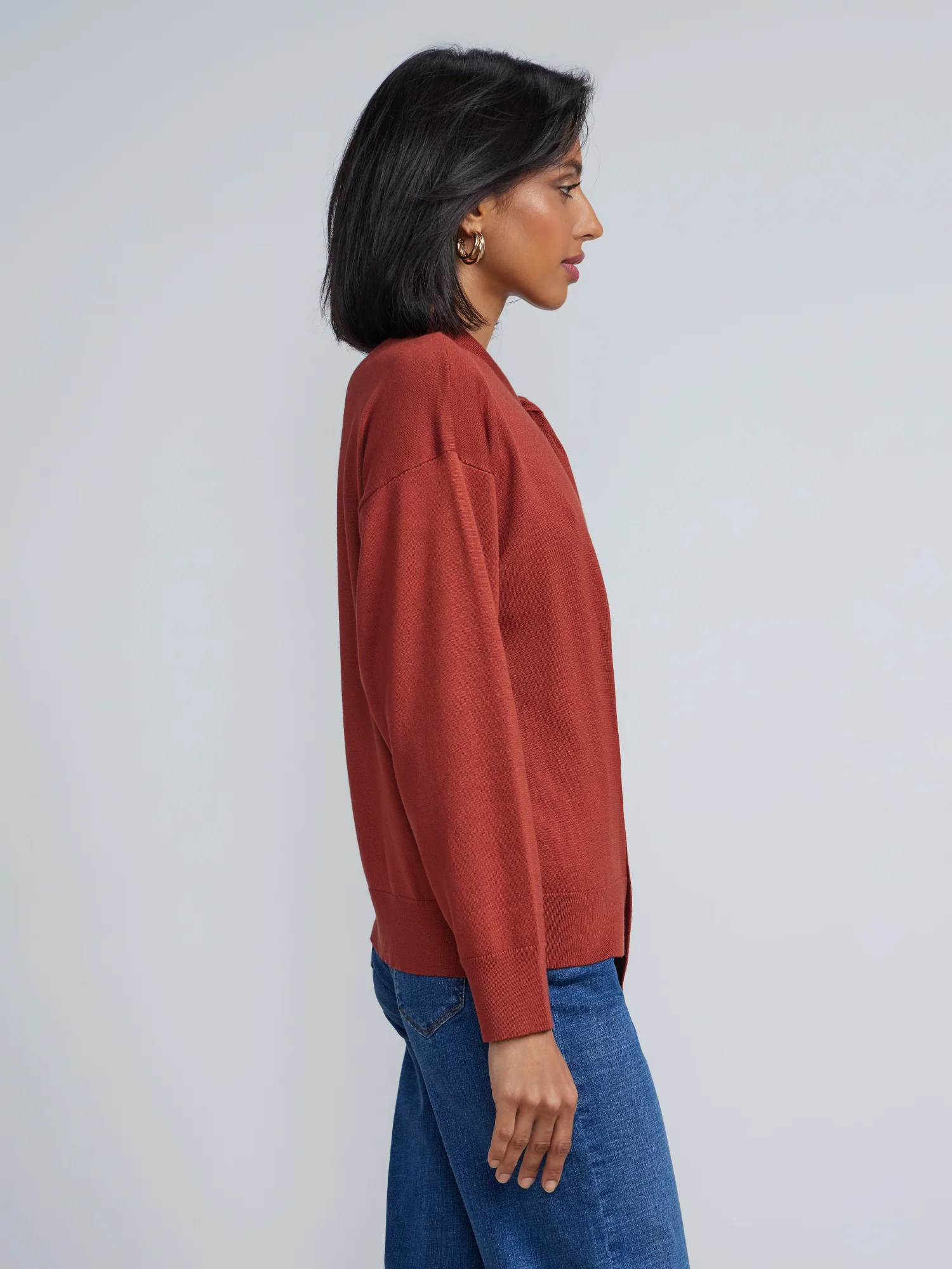 Ribbed Cuff Tie-Neck Pullover - Image 6