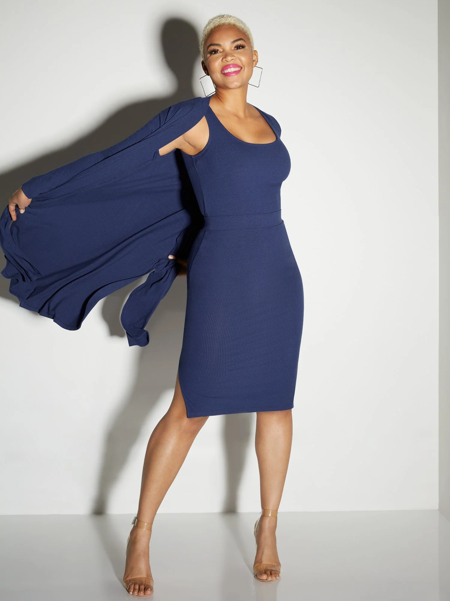 Ribbed High-Waisted Midi Pencil Skirt - Everyday Collection - Image 8