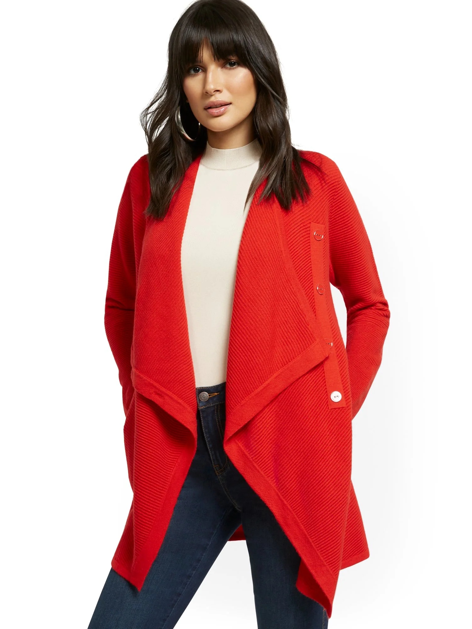 Ribbed Knit Long Cardigan - Image 12