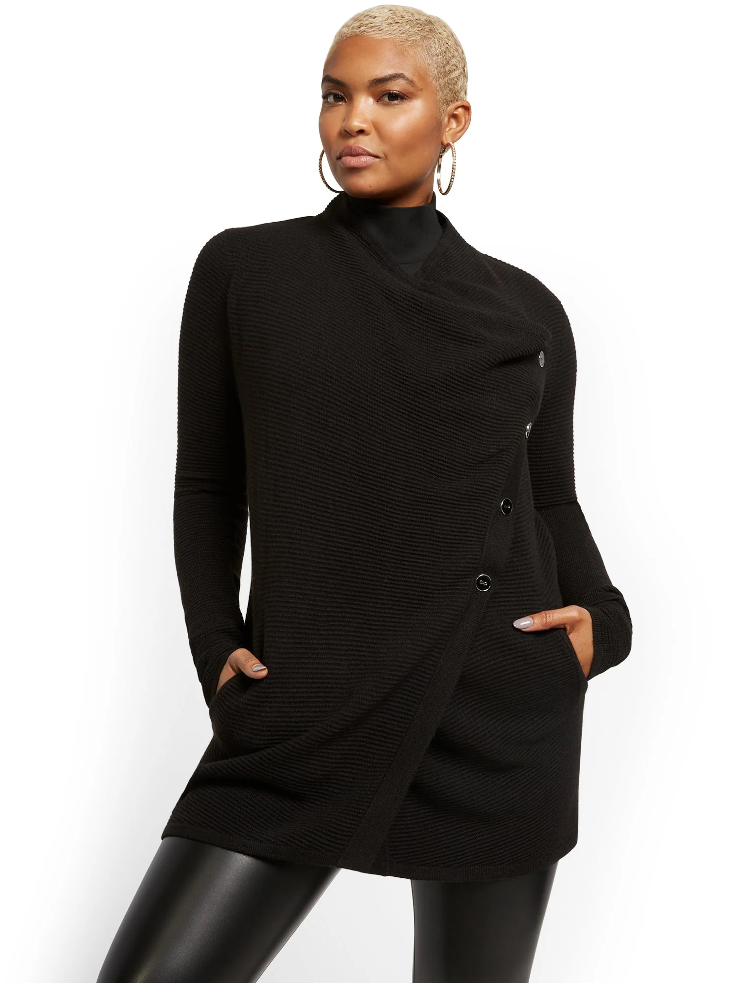 Ribbed Knit Long Cardigan - Image 2