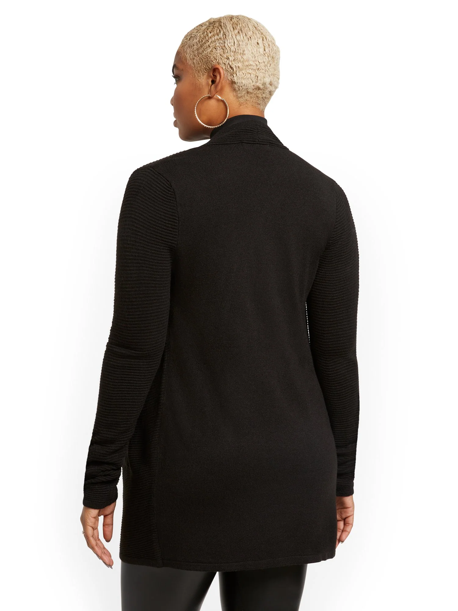 Ribbed Knit Long Cardigan - Image 3