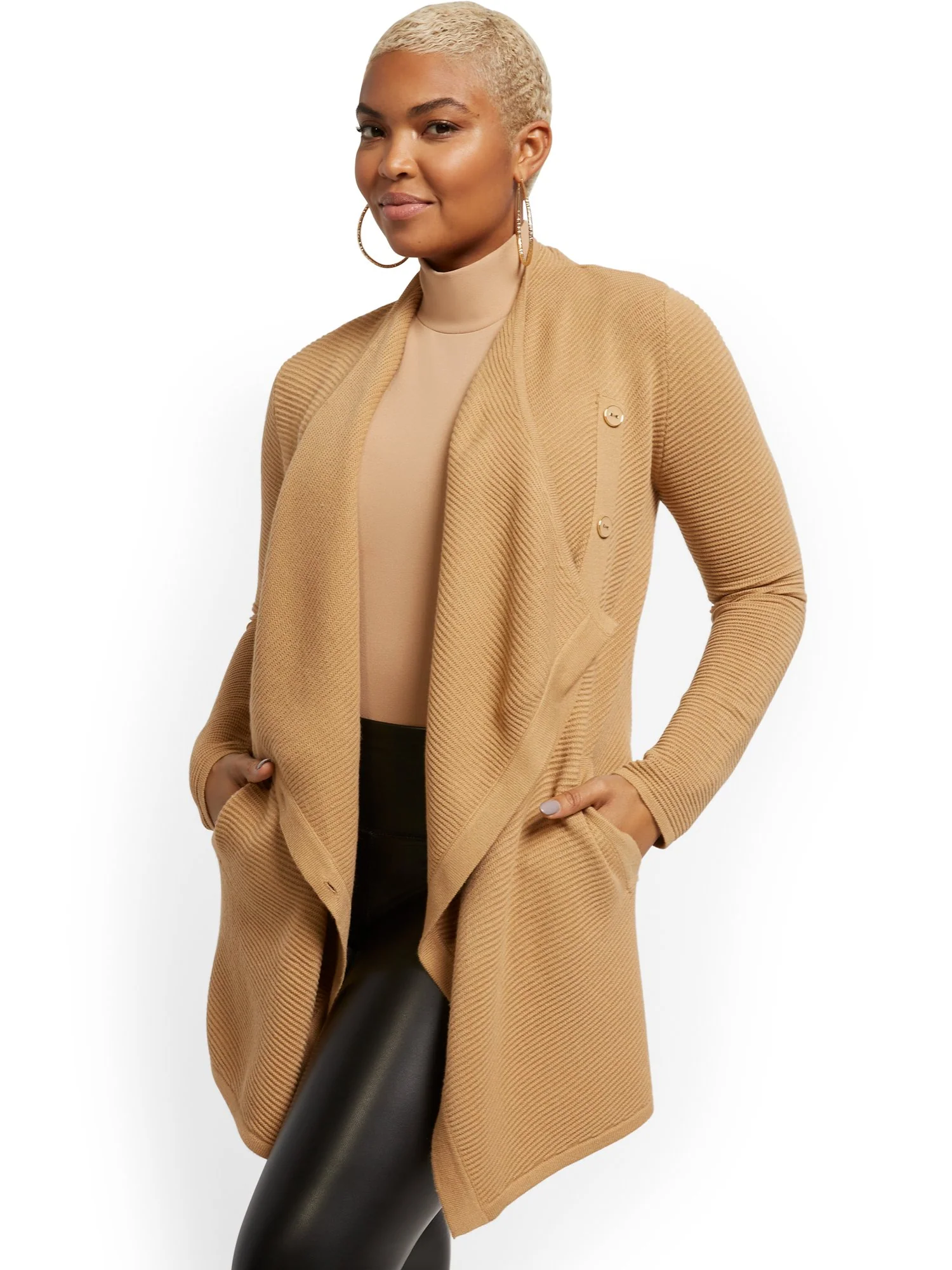 Ribbed Knit Long Cardigan - Image 6