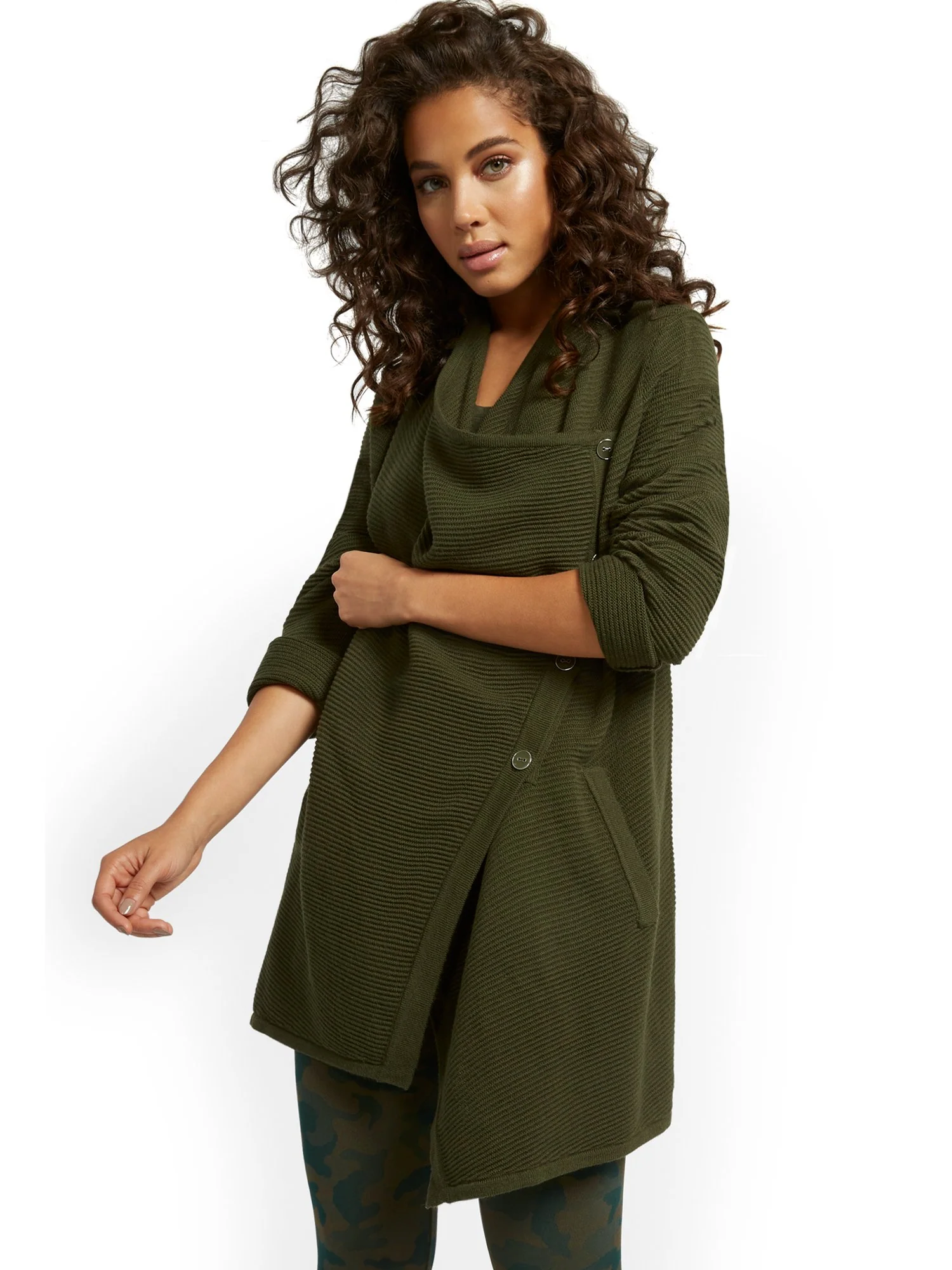 Ribbed Knit Long Cardigan - Image 9