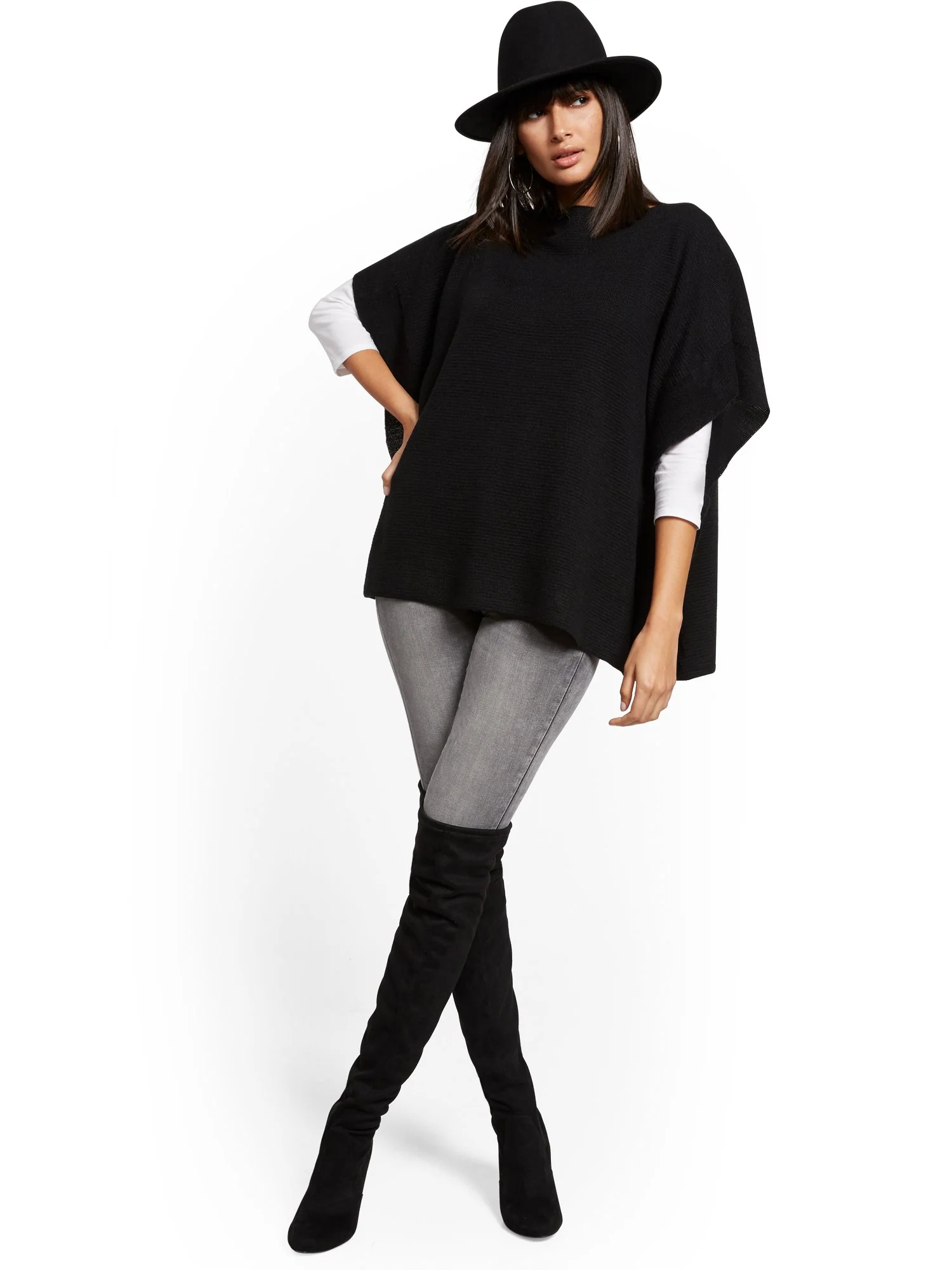 Ribbed-Knit Poncho - Image 2