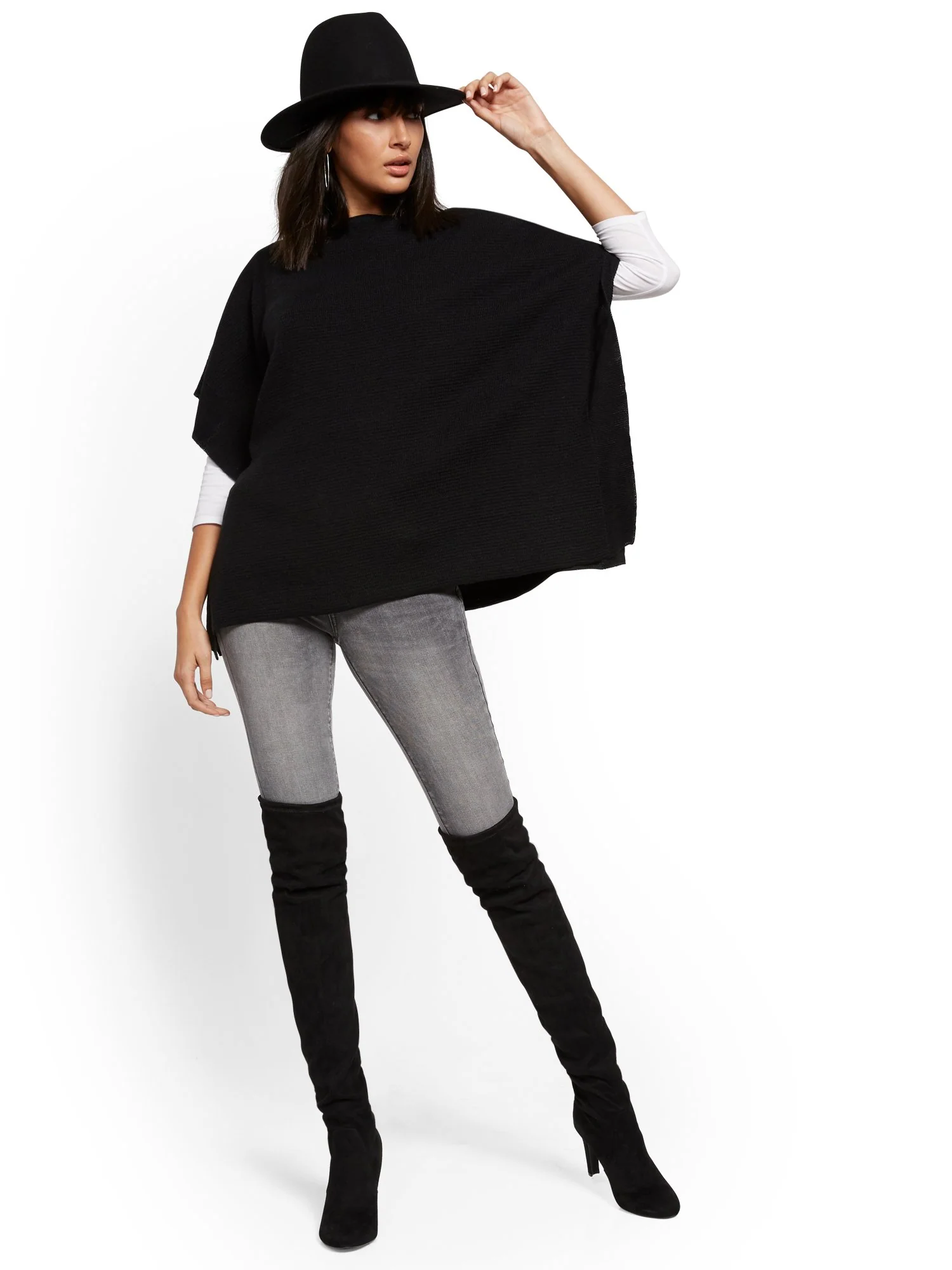 Ribbed-Knit Poncho - Image 3