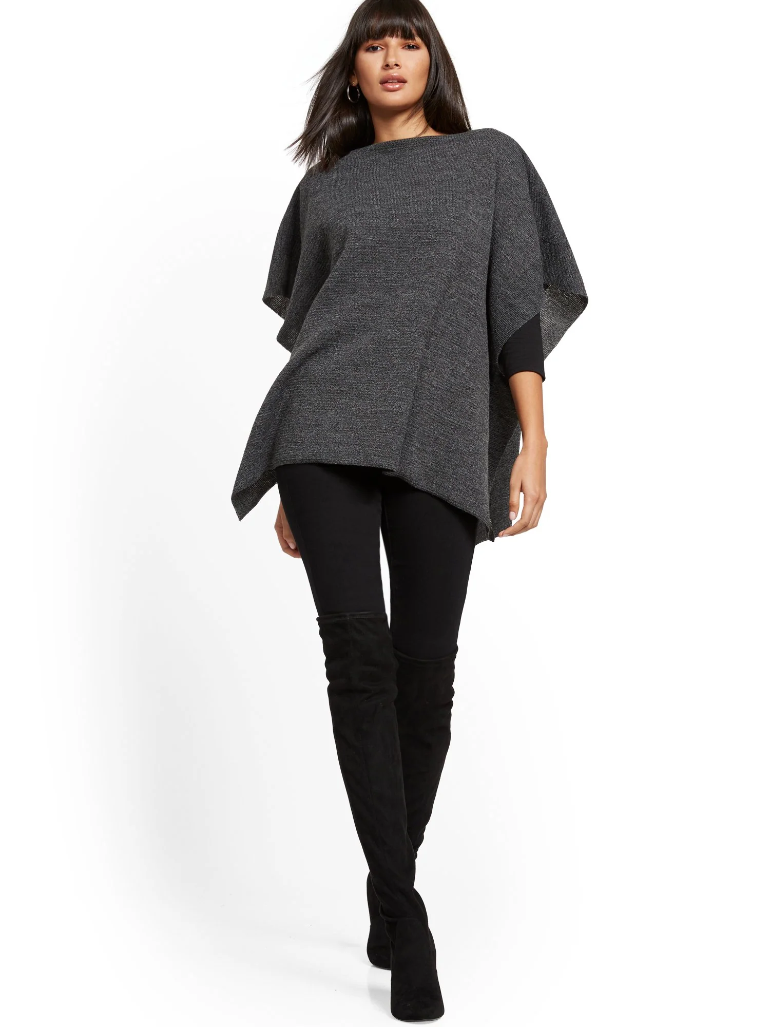 Ribbed-Knit Poncho