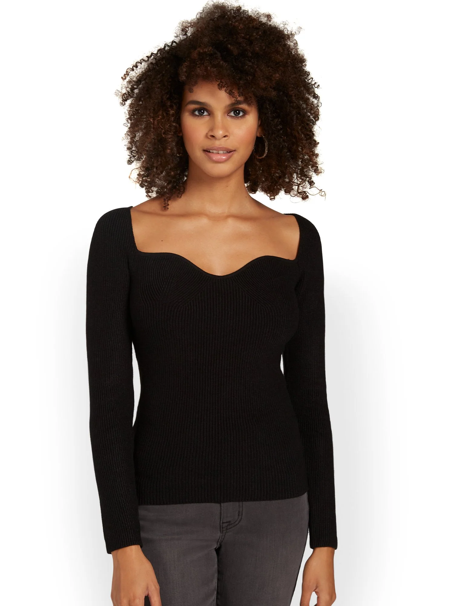 Crescent Ribbed Sweetheart-Neck Top - Brands We Love