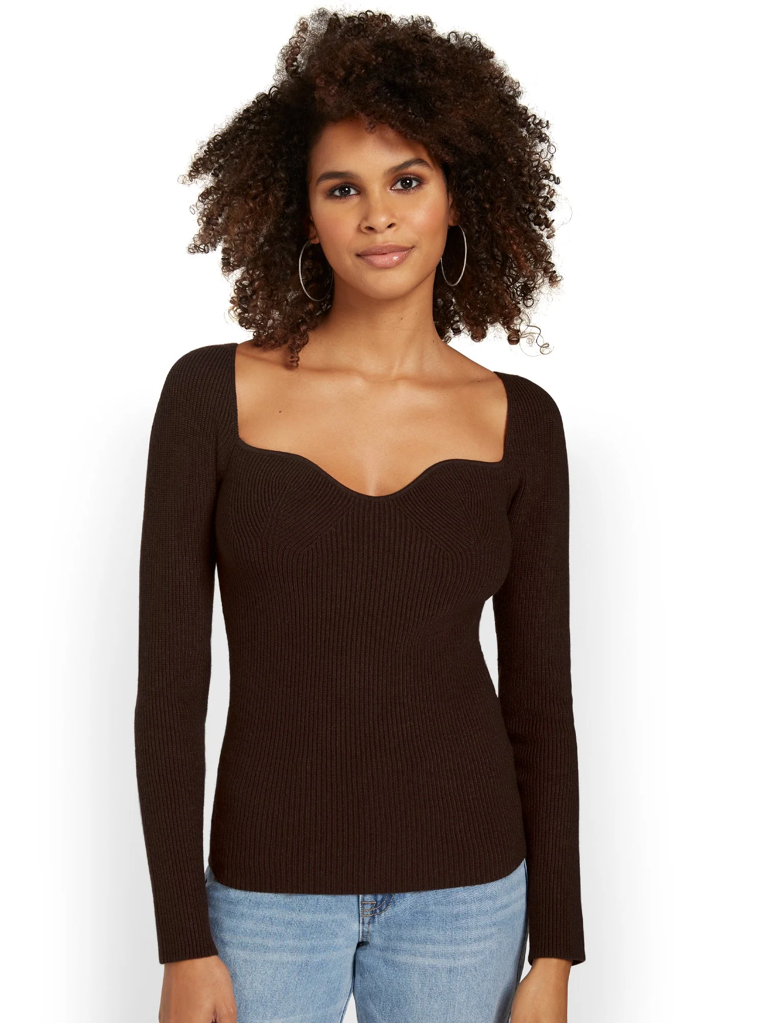 Crescent Ribbed Sweetheart-Neck Top - Brands We Love - Image 6