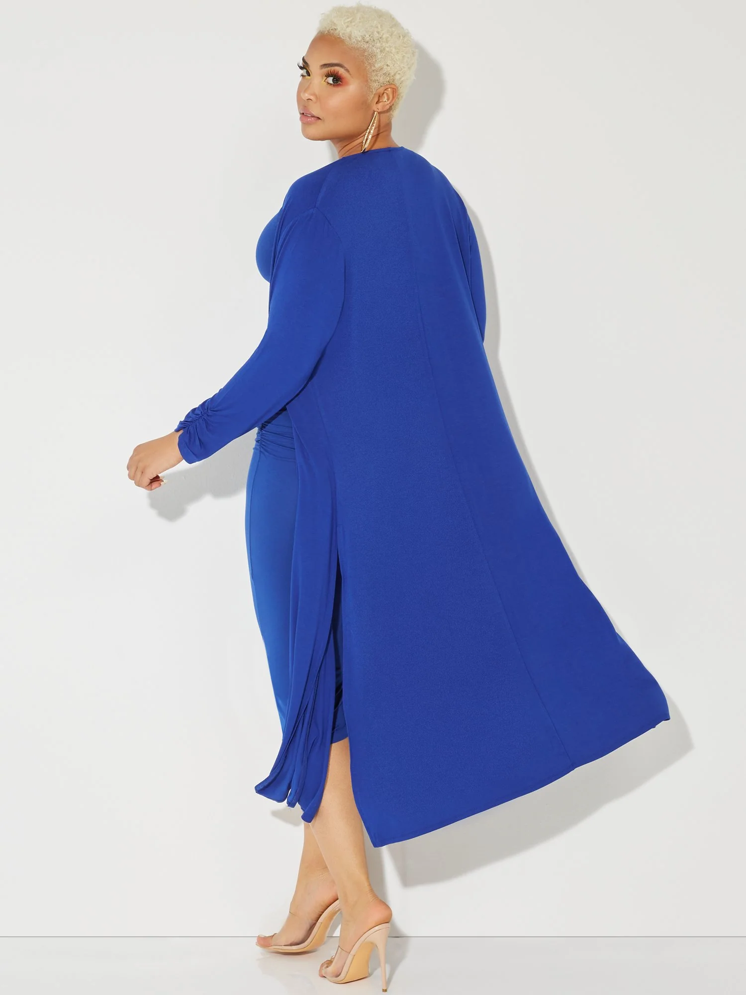 Ruched 3/4-Sleeve Duster Cardigan - NY&C Style System - Image 15