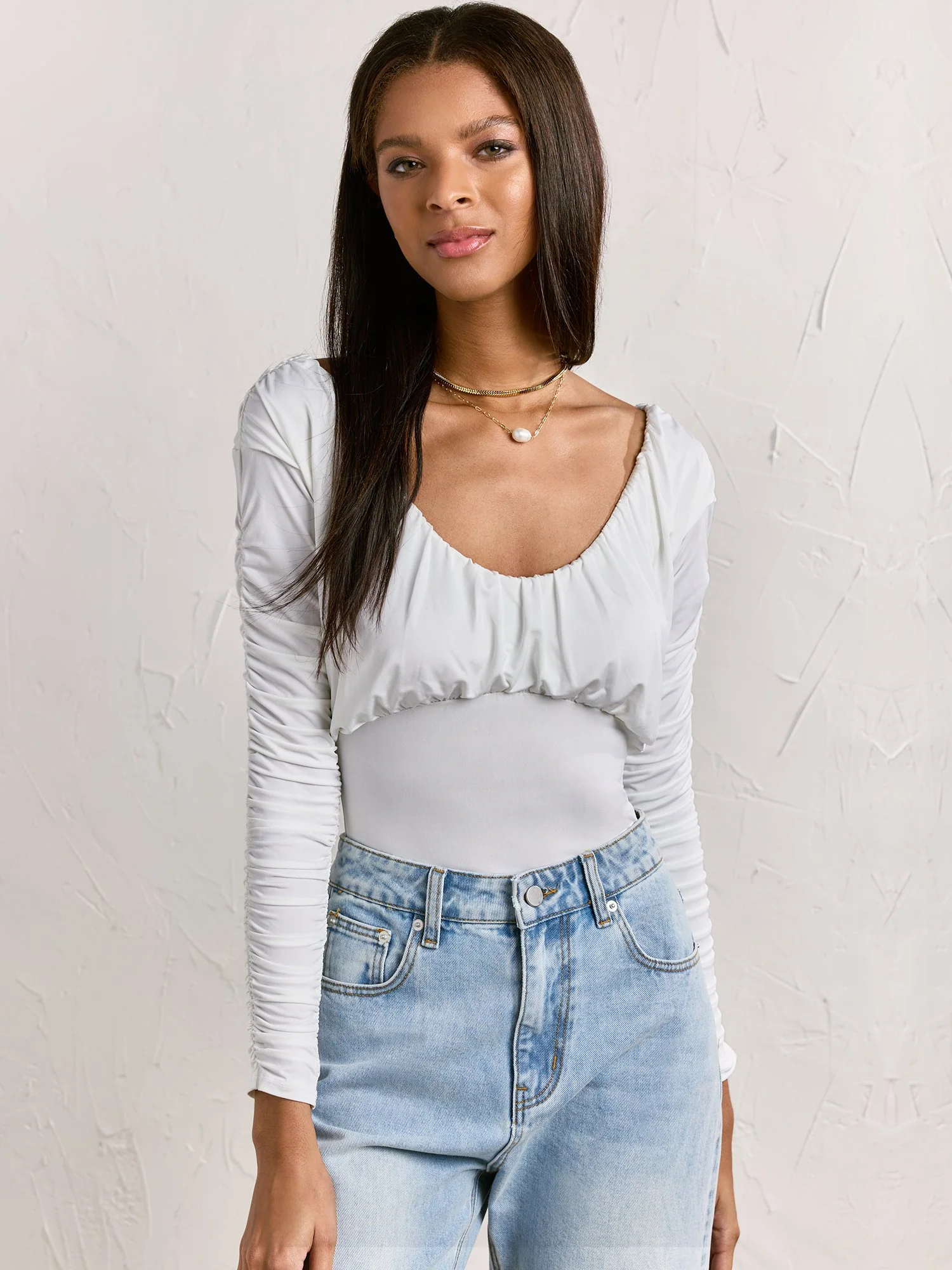 Ruched Long-Sleeve Bodysuit - Image 6