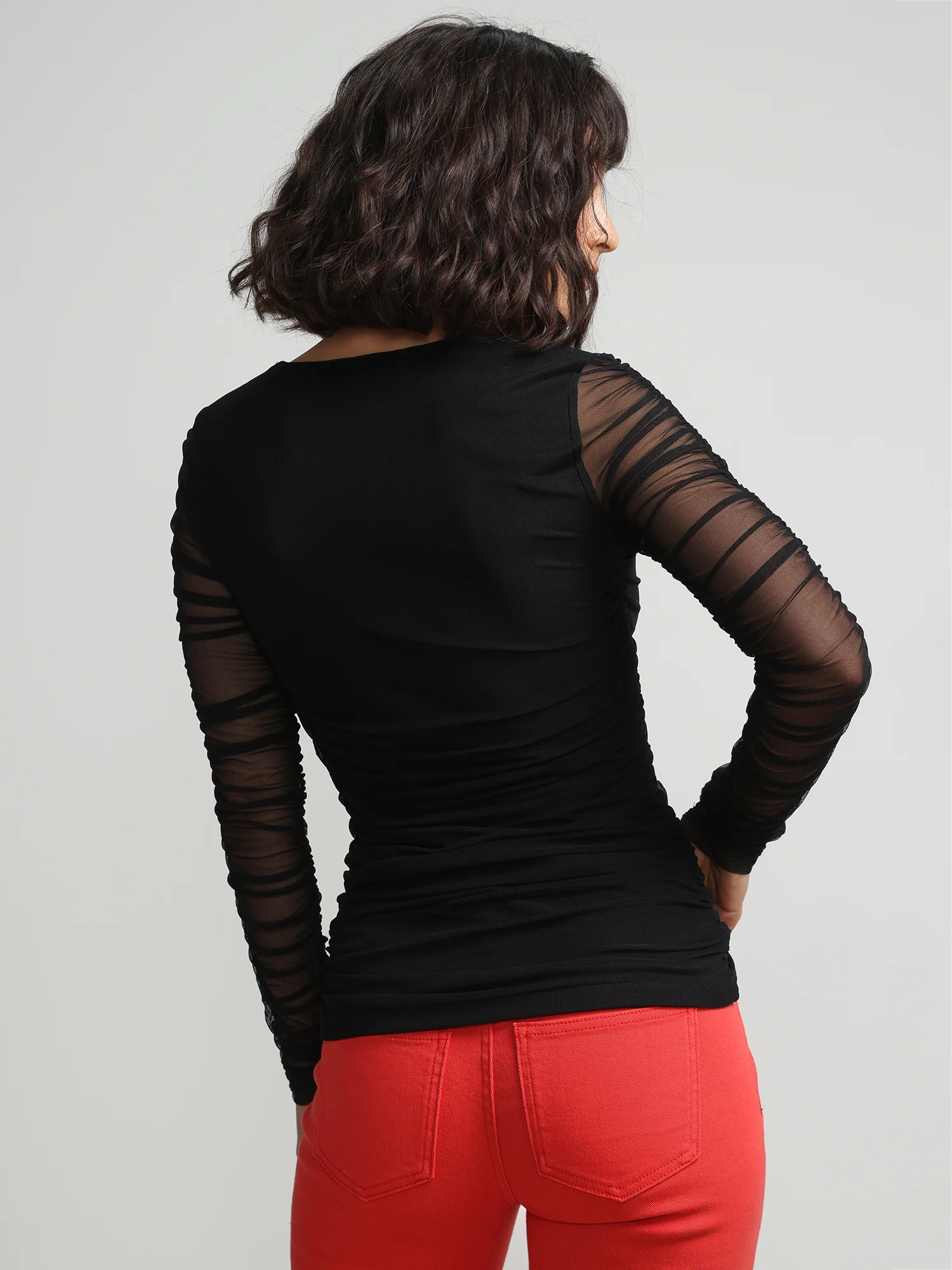 Ruched Mesh Top - Contour Knits - Image 3