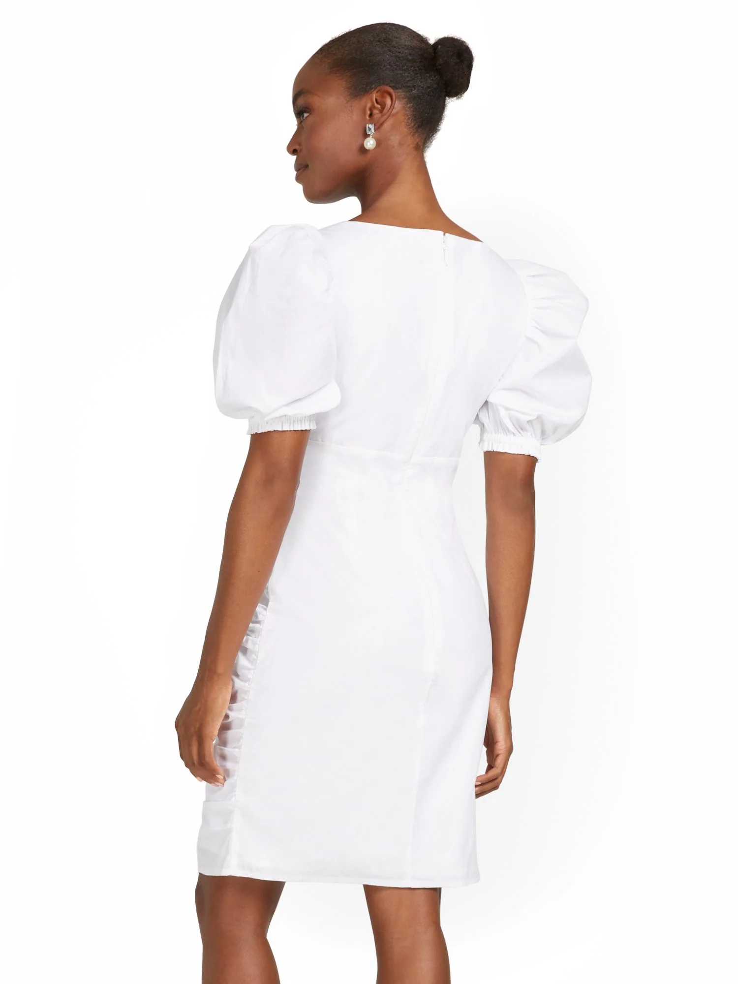 Ruched Puff-Sleeve Dress - Image 3