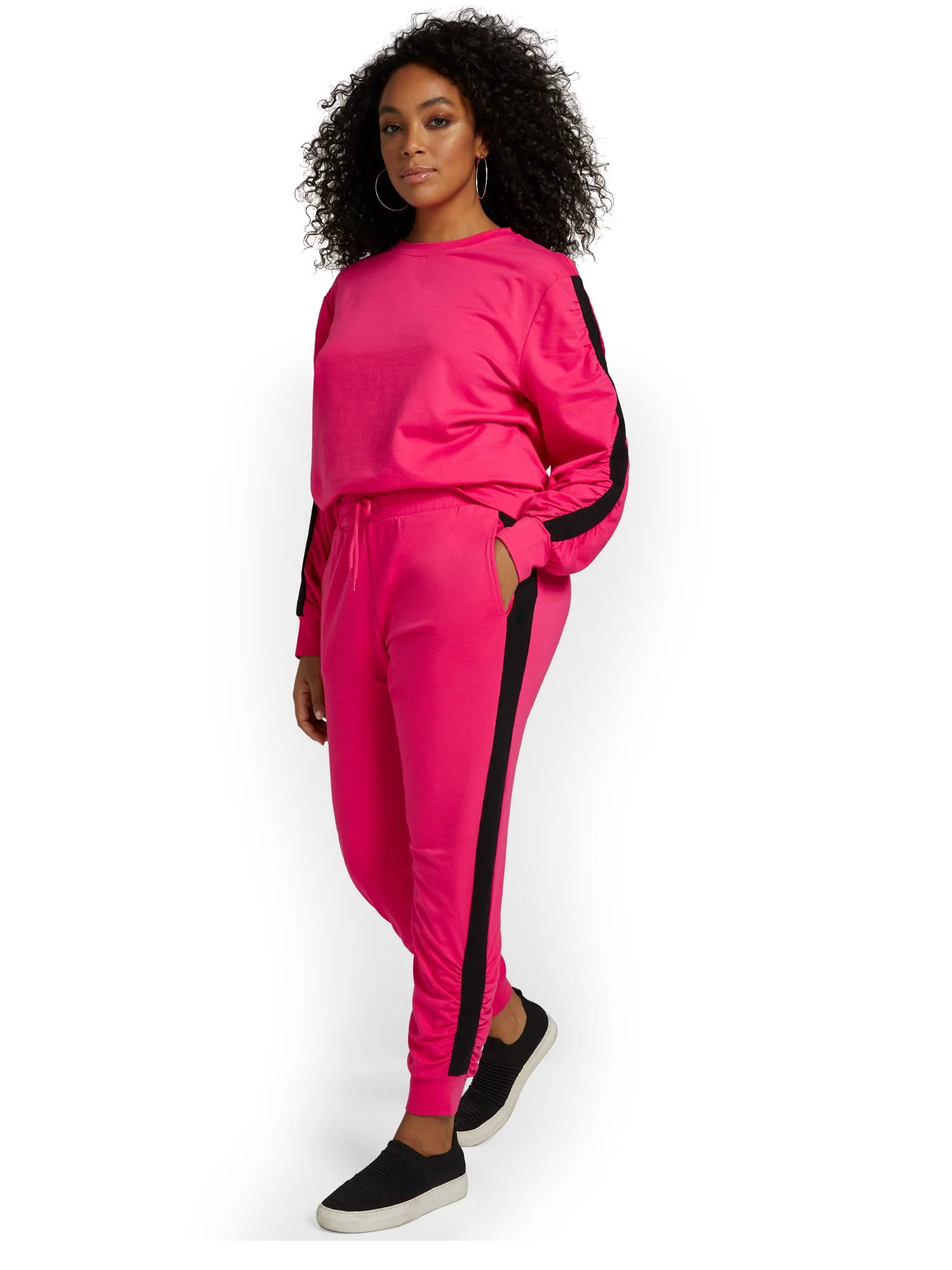 Ruched Side-Stripe French Terry Jogger Pant - Image 4
