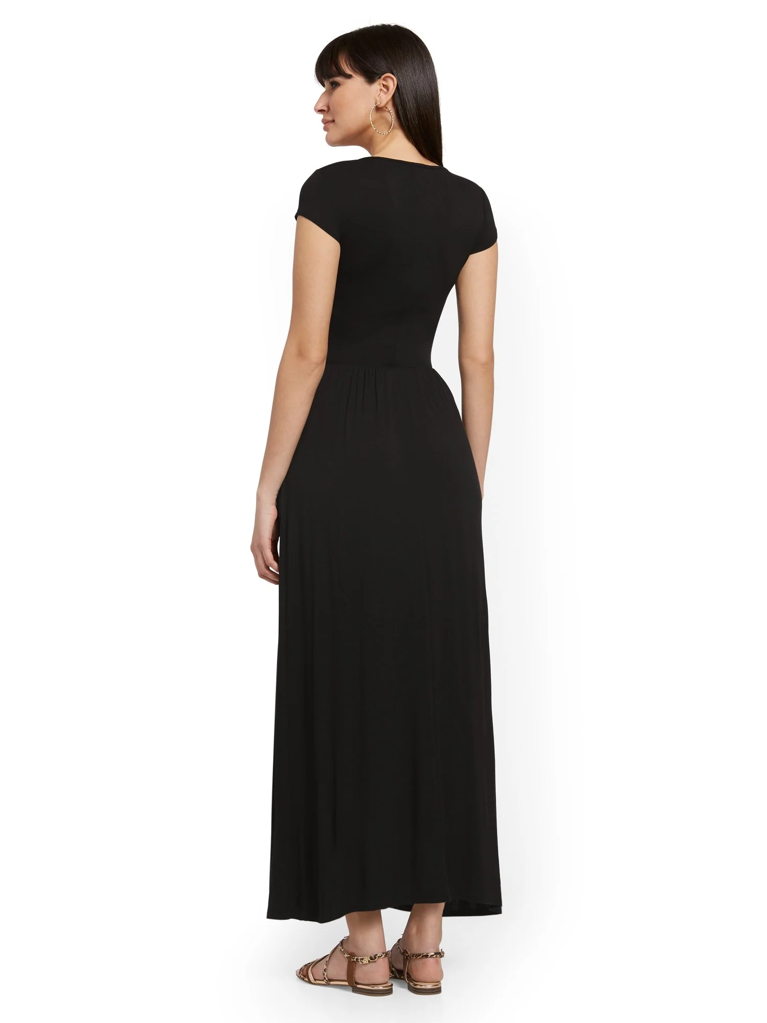 Ruched V-Neck Maxi Dress - NY&C Style System - Image 3