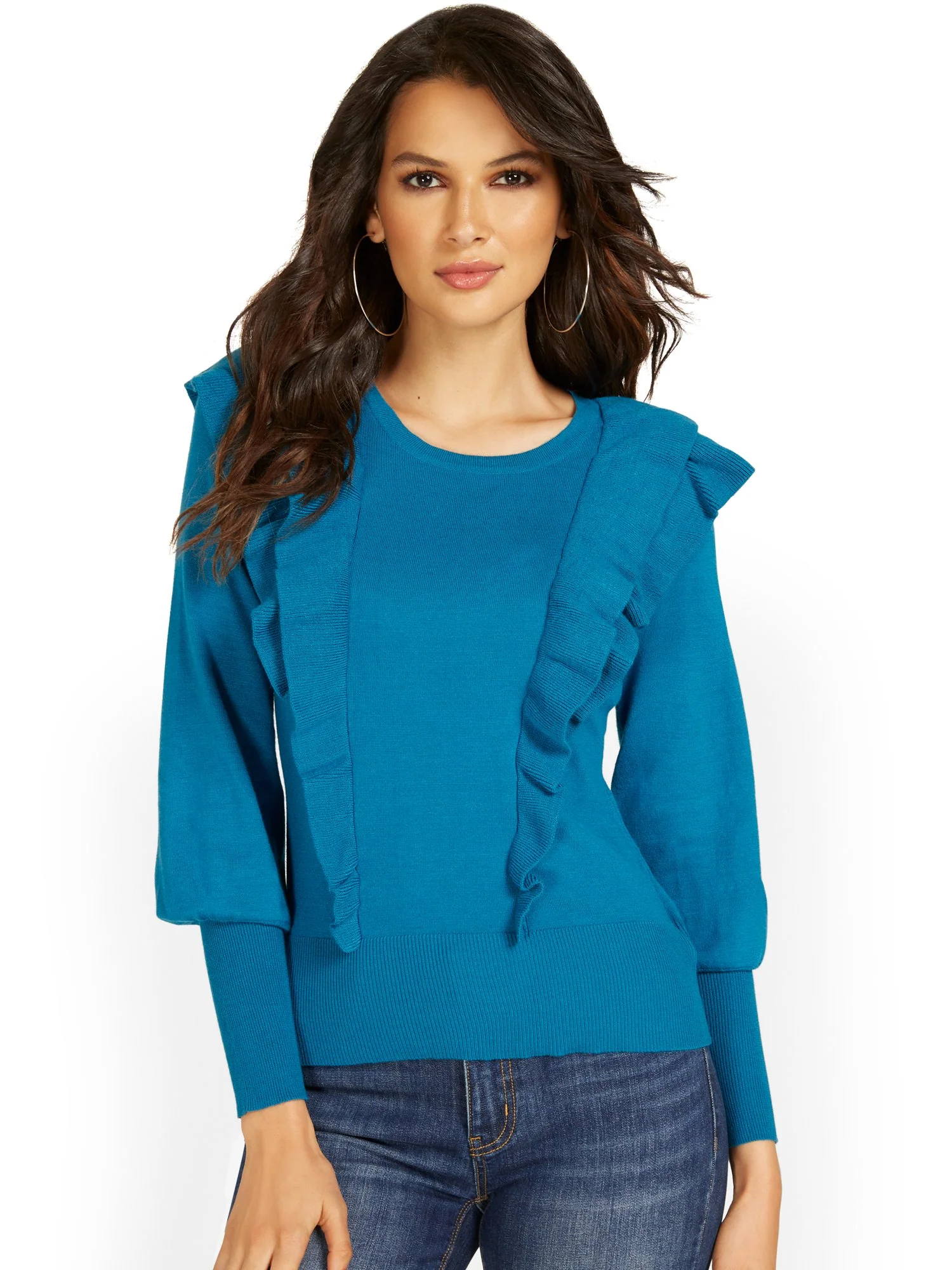 Ruffle Balloon-Sleeve Sweater - Image 2