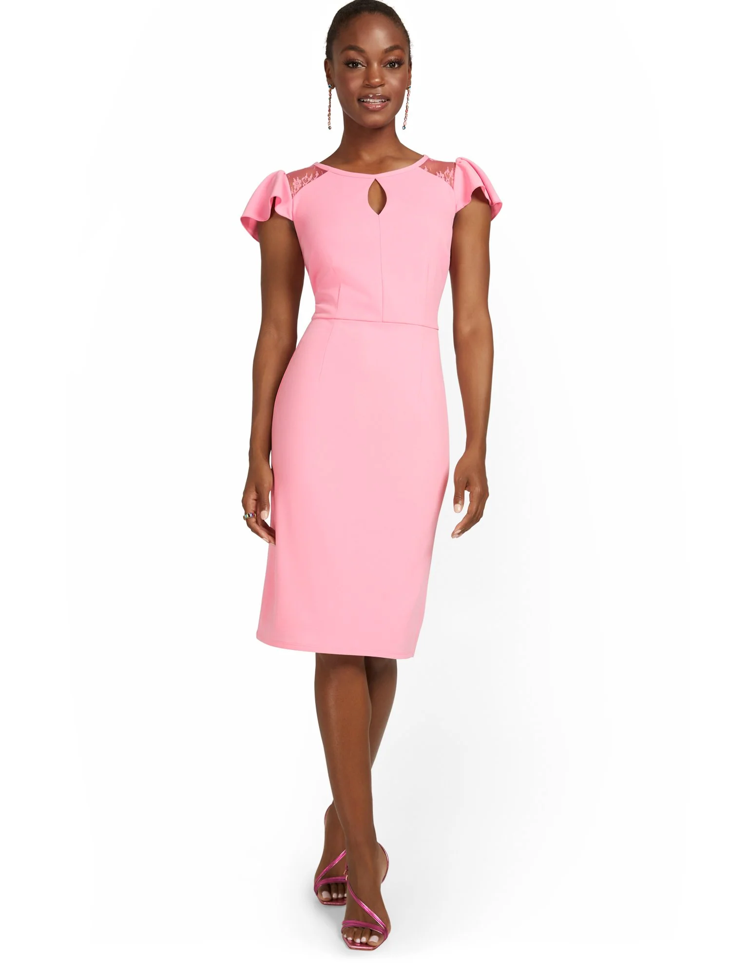 Ruffle Cap-Sleeve Sheath Dress - Magic Crepe® - Image 2