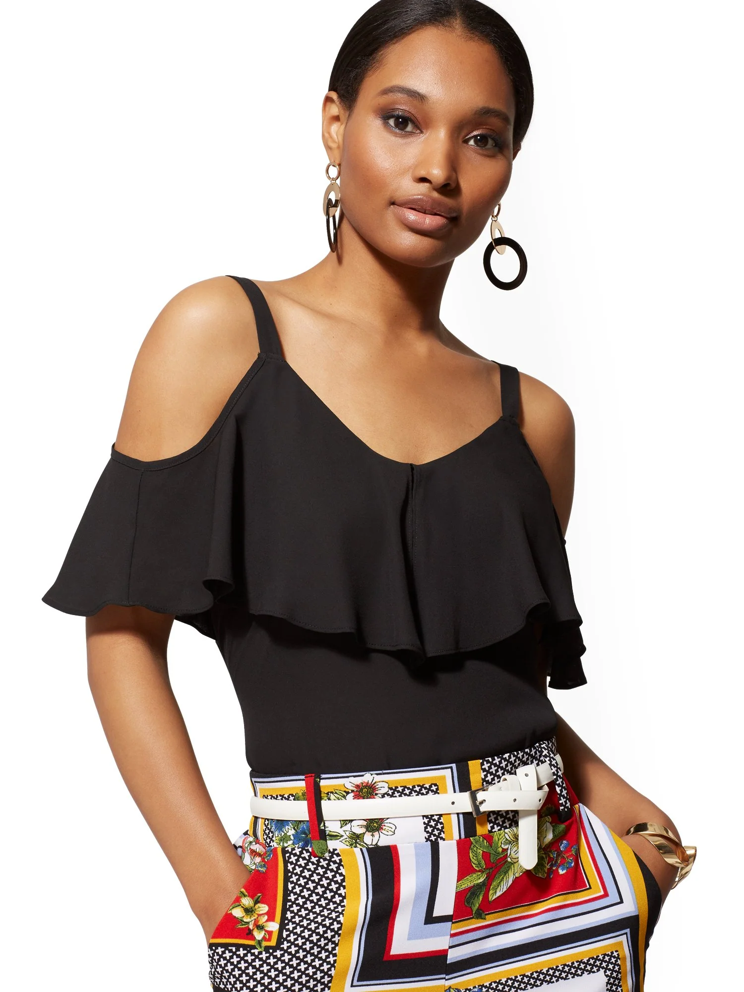 Ruffle Cold-Shoulder Top - Image 2