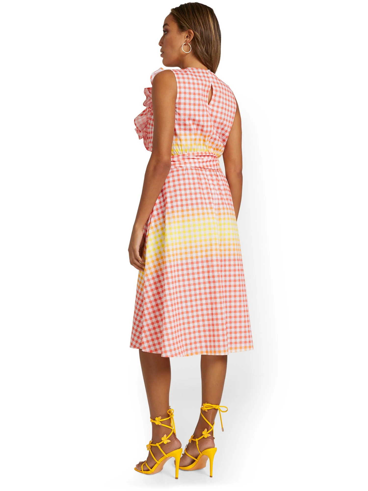 Ruffle-Front Gingham Midi Dress - Image 3