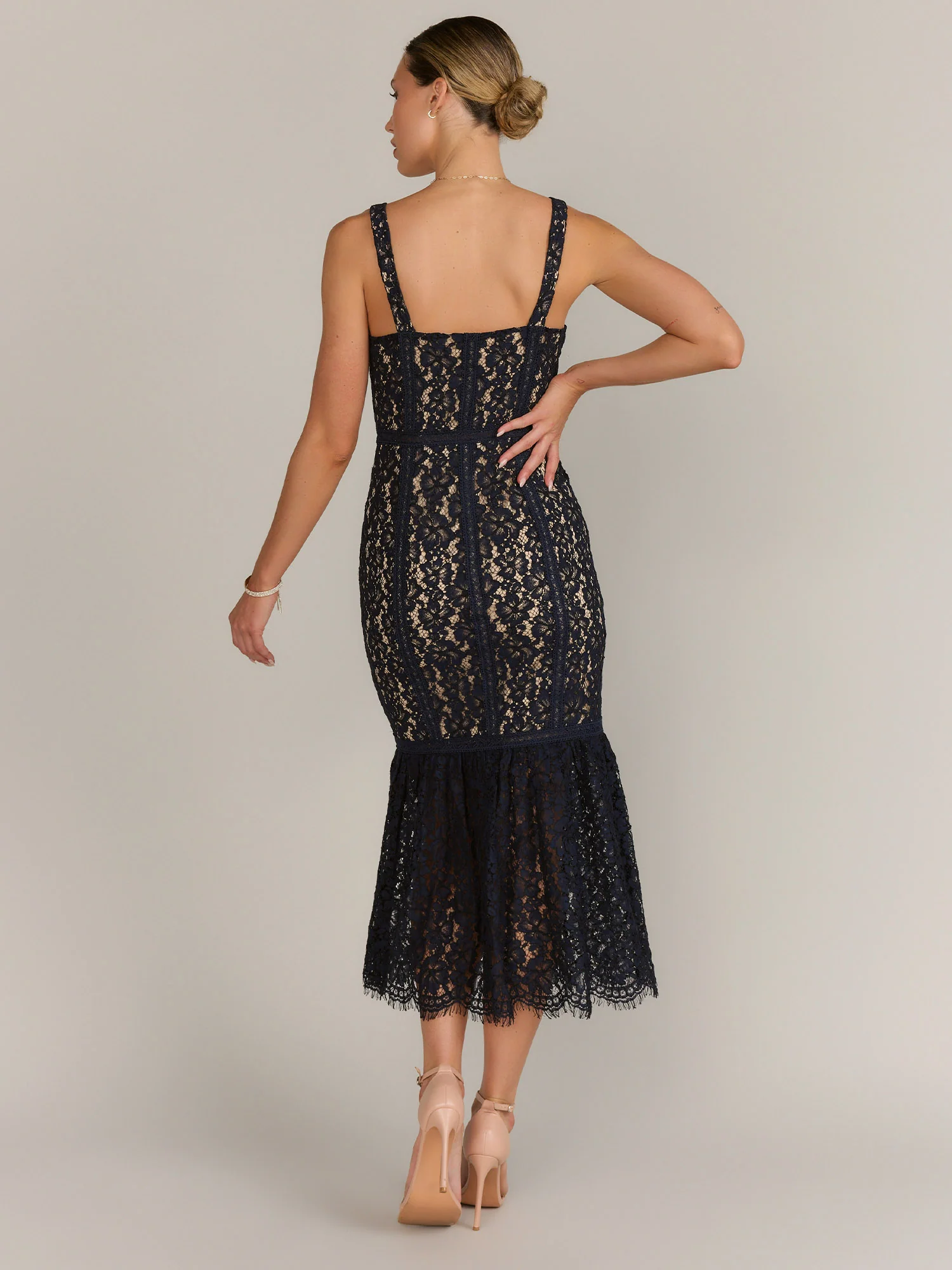 Just Me Ruffle Hem Floral Lace Dress - Brands We Love - Image 3