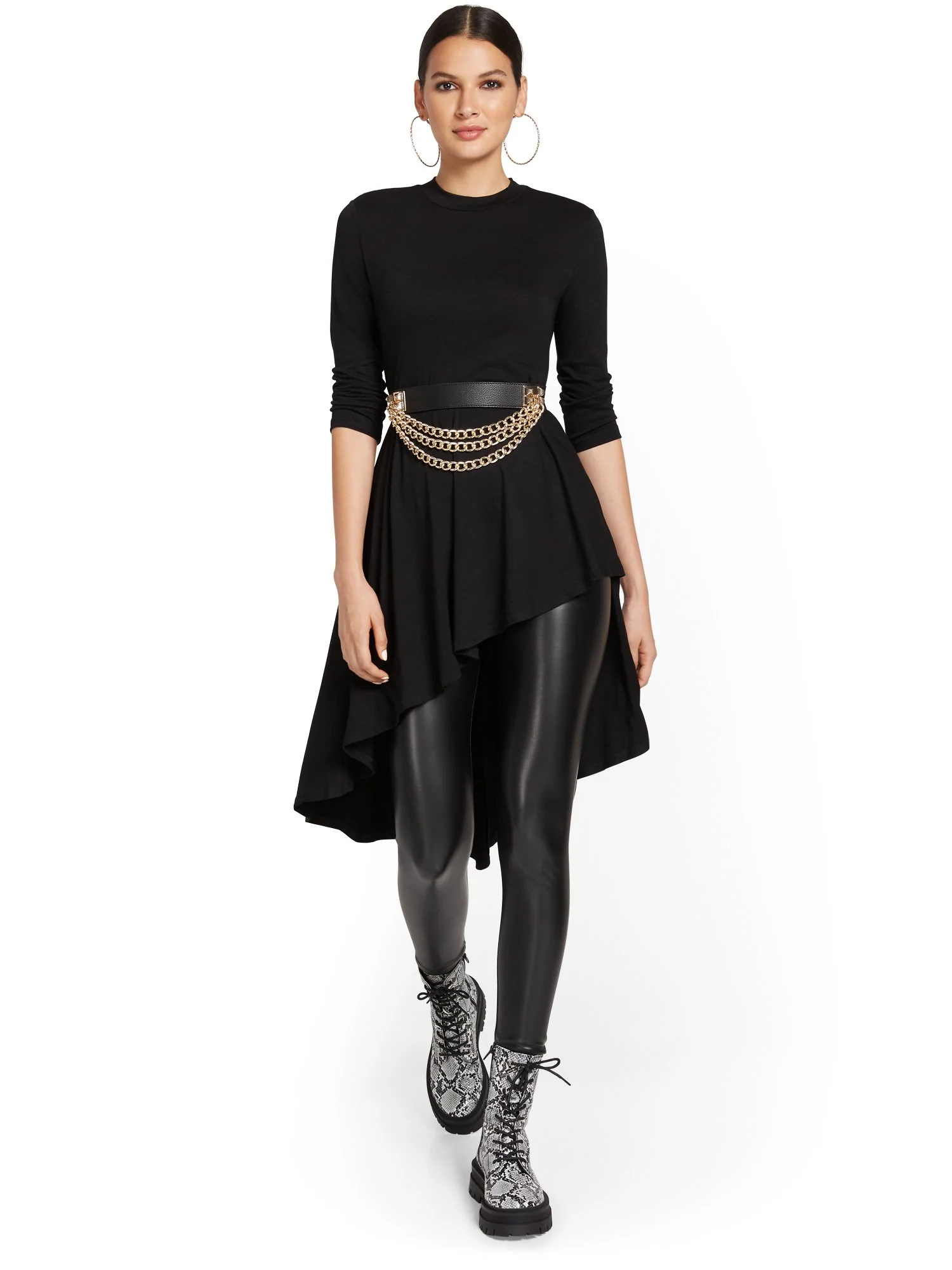 Ruffle High-Low Tunic Top