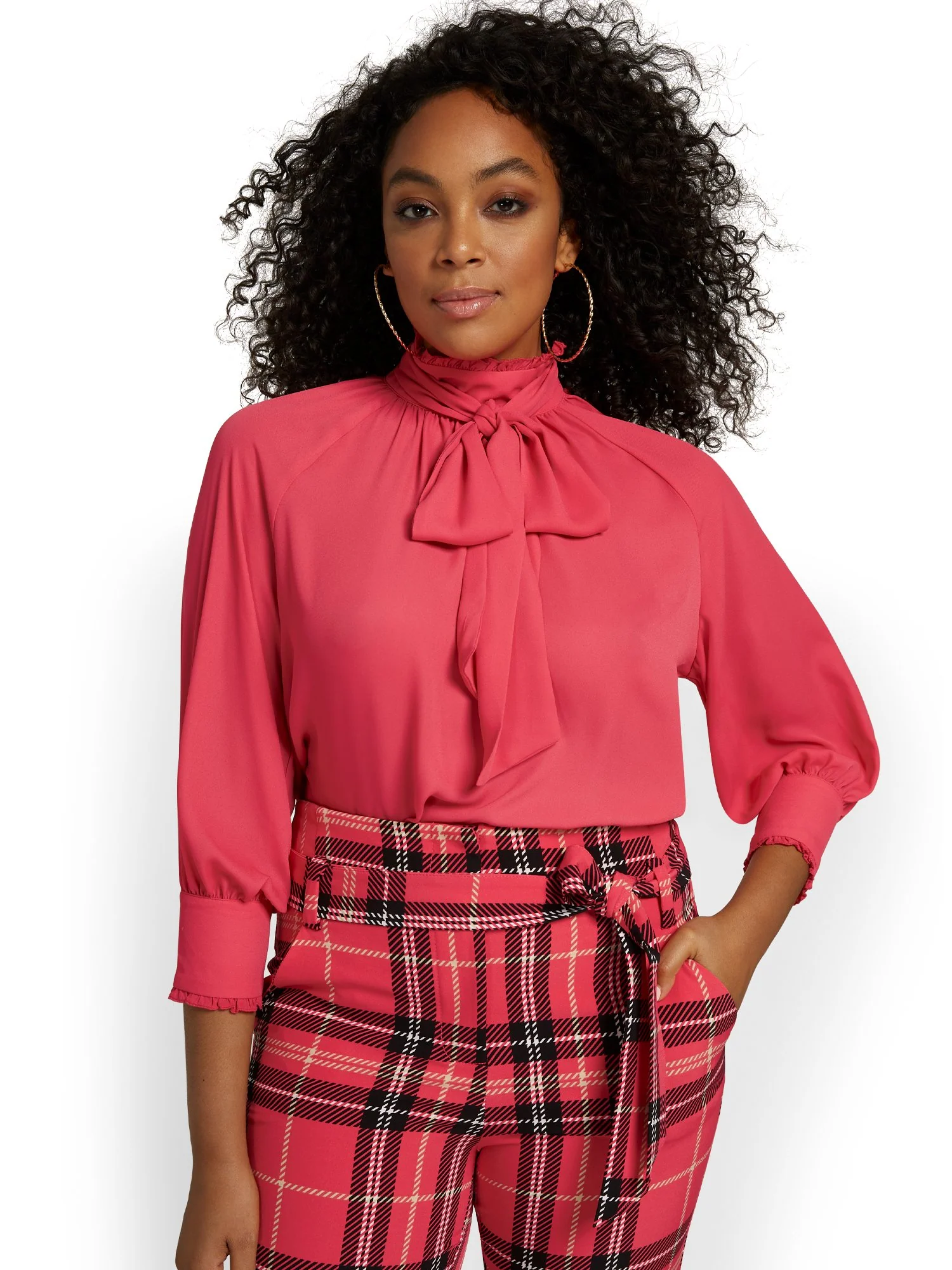 Ruffle-Neck Bow Blouse - Image 9