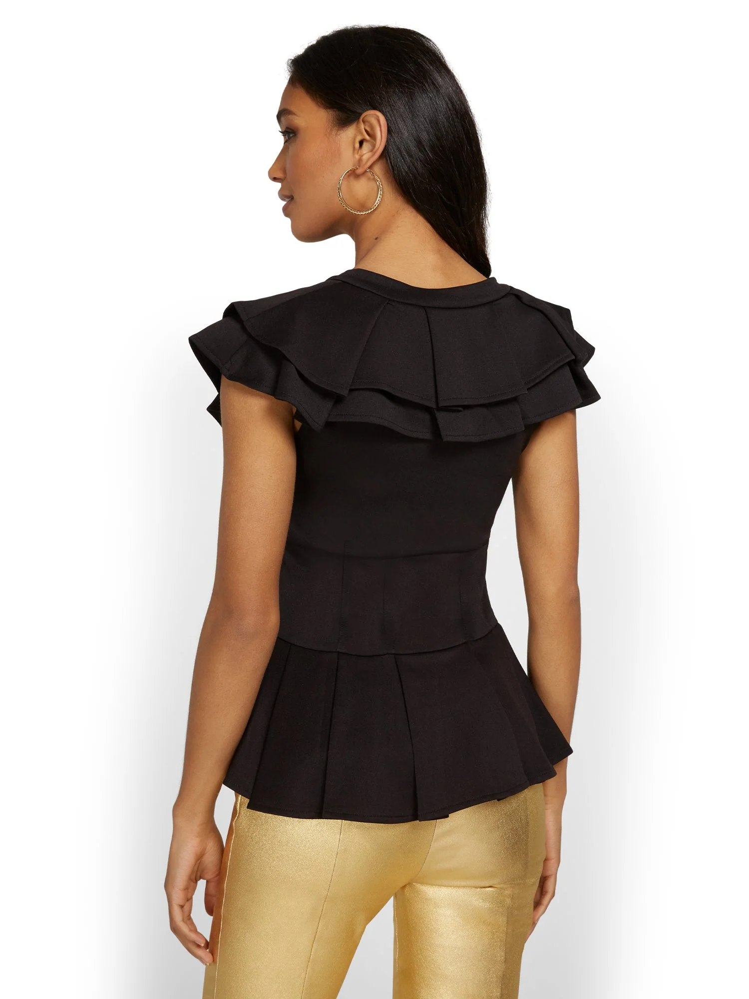 Ruffle-Neck Peplum Top - Image 3