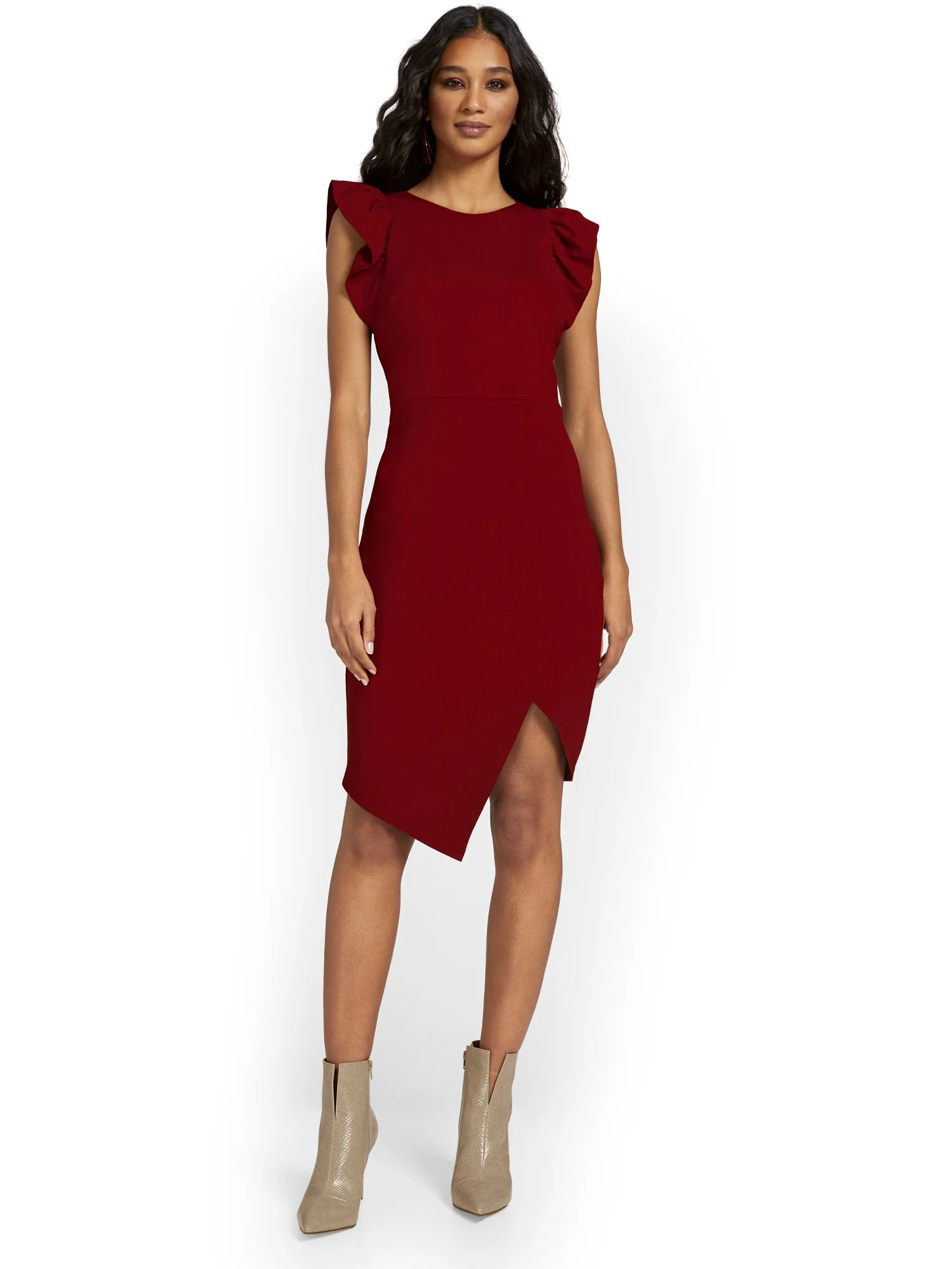 Lena Ruffle-Sleeve Asymmetric-Hem Dress - Brands We Love - Image 8