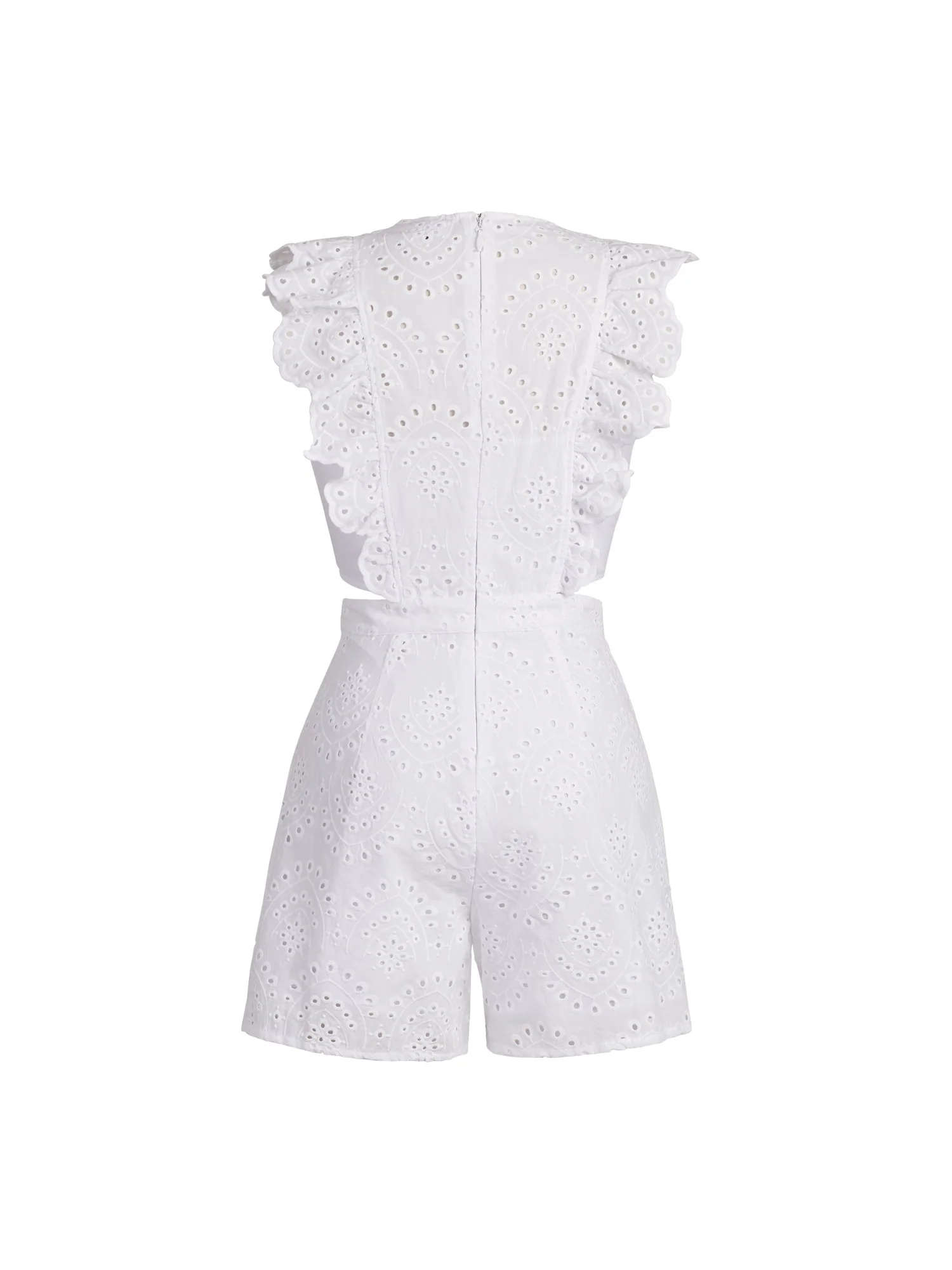 Ruffle-Sleeve Eyelet Cotton Romper - Image 3