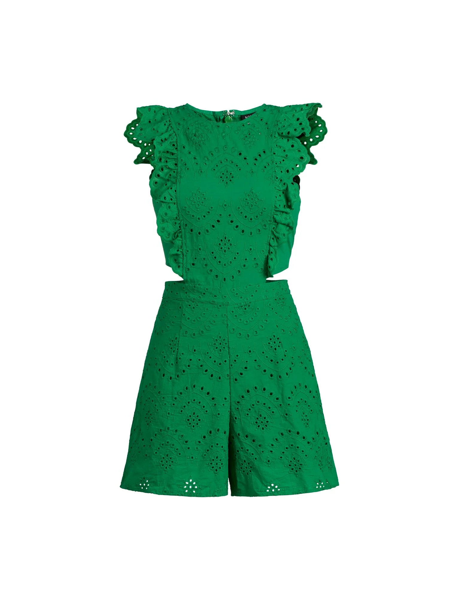 Ruffle-Sleeve Eyelet Cotton Romper - Image 8