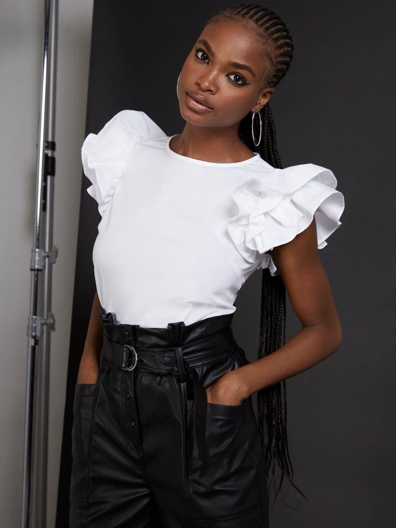 Ruffle Sleeve Poplin Top - Image 4