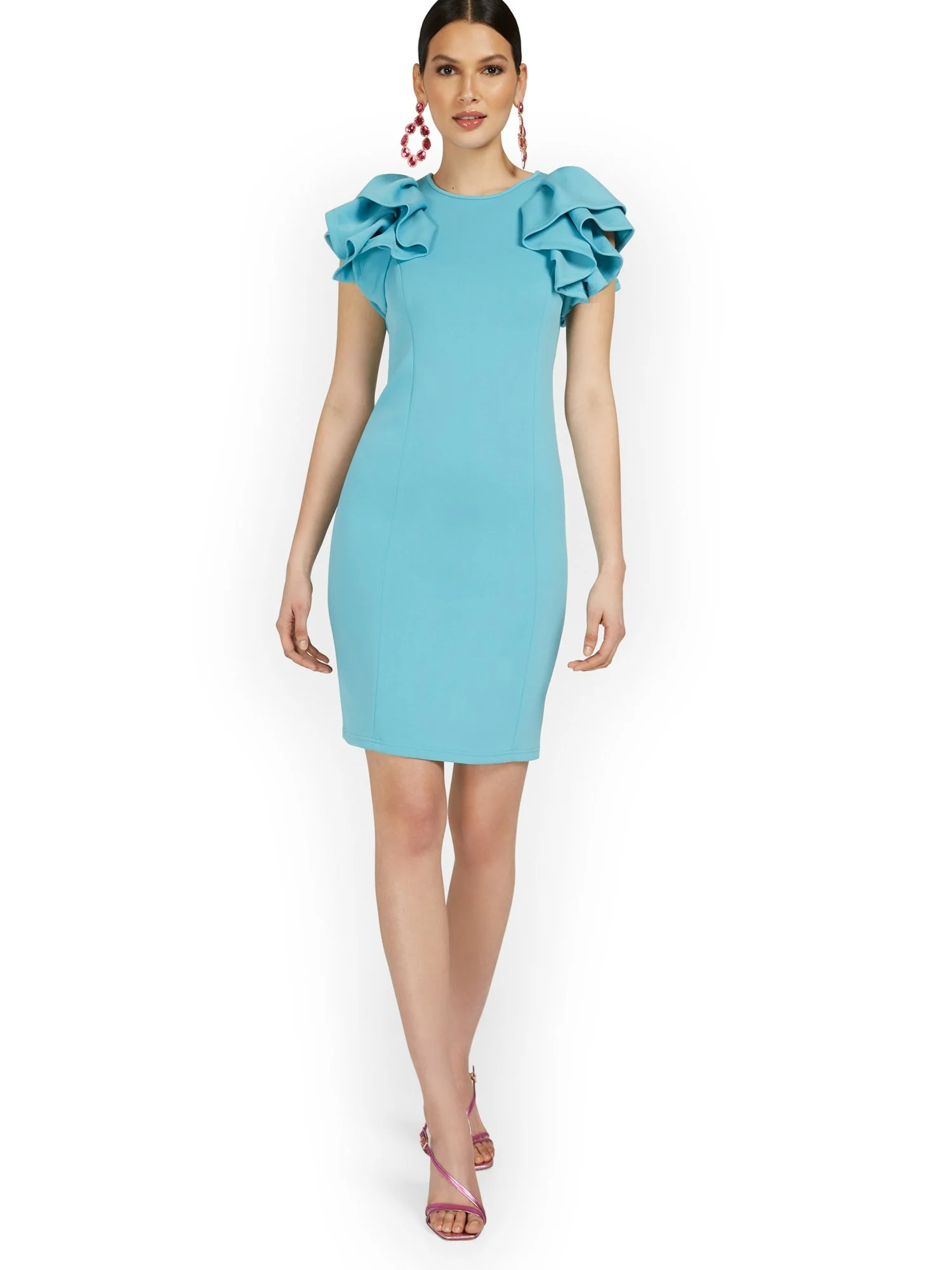 Ruffle-Sleeve Sheath Dress - Image 2