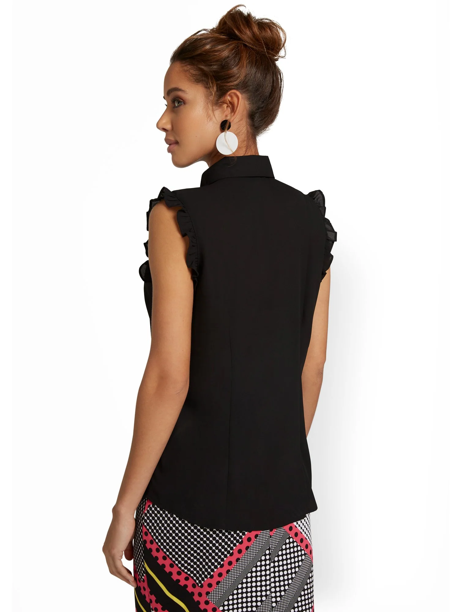 Ruffle-Sleeve Tie-Neck Blouse - Image 3