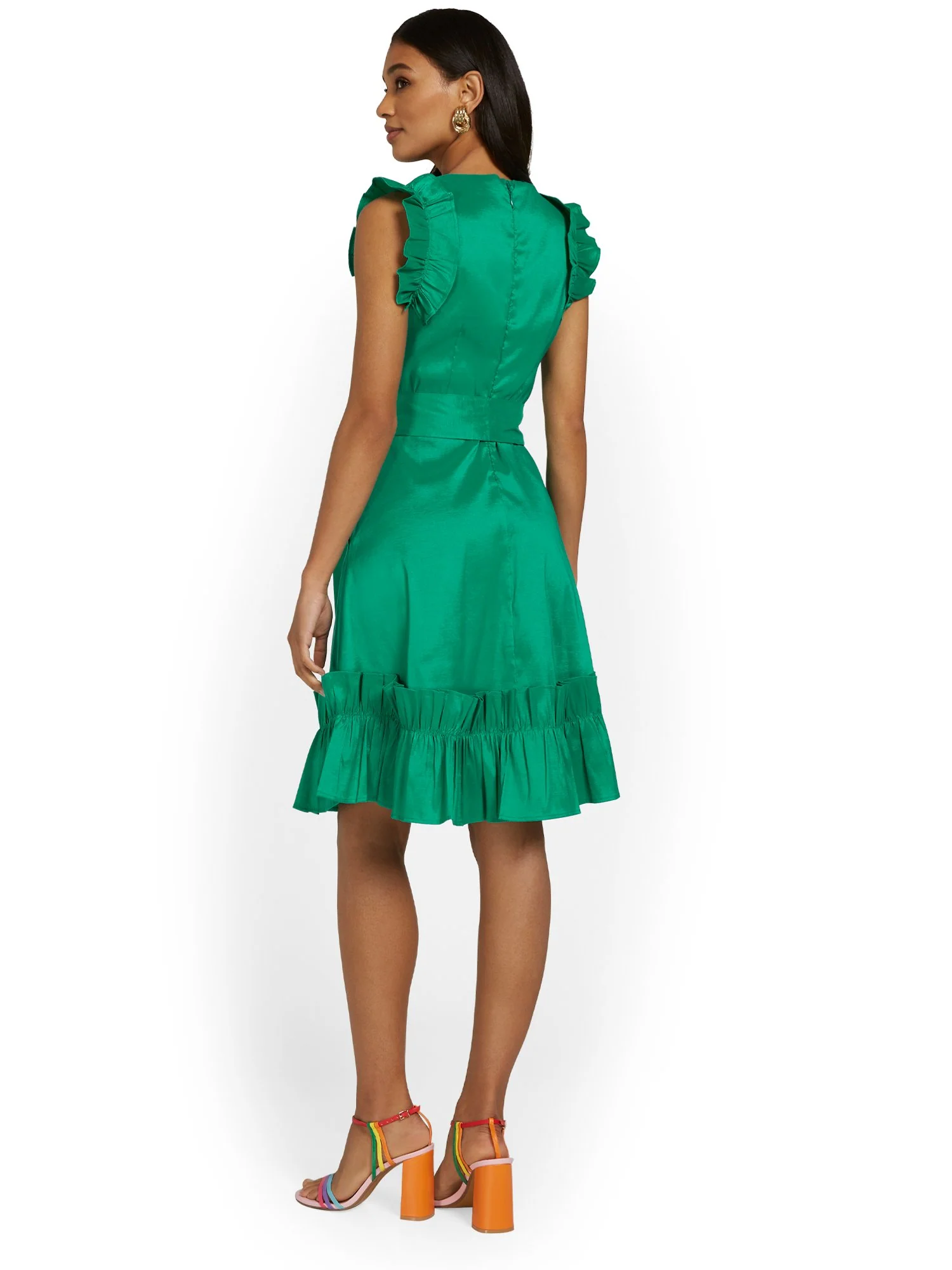 Ruffled Belted Flare Dress - Image 3