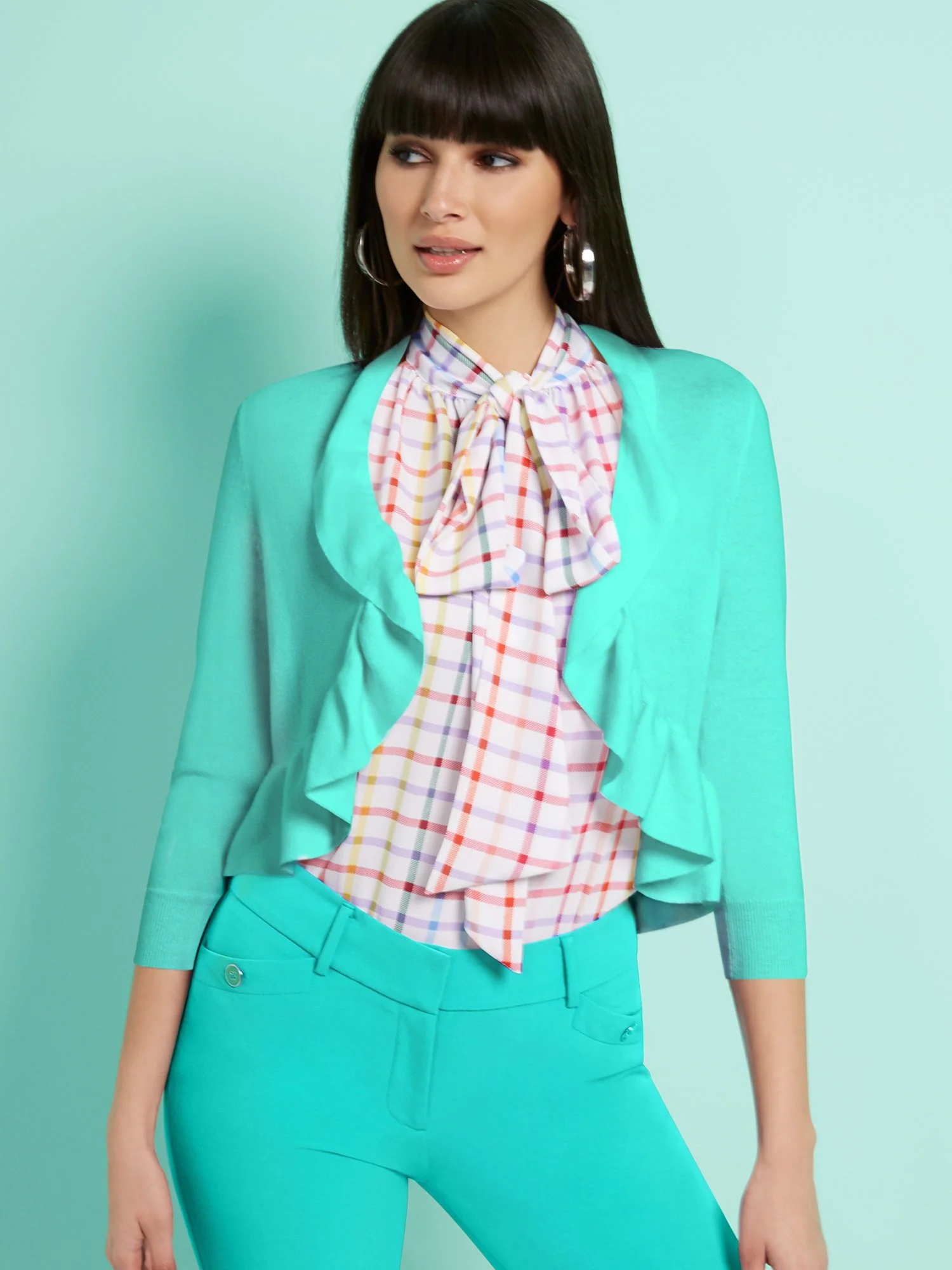 Ruffled Open-Front Cardigan - 7th Avenue - Image 9