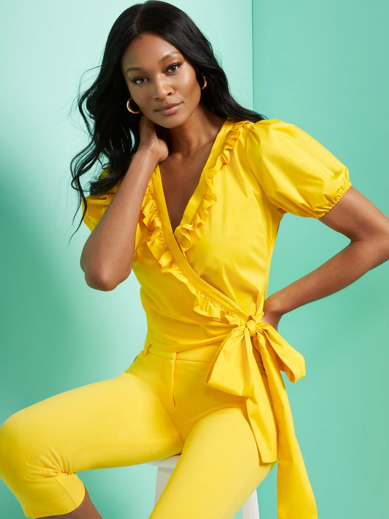 Ruffled Poplin Tie-Waist Shirt - 7th Avenue - Image 6